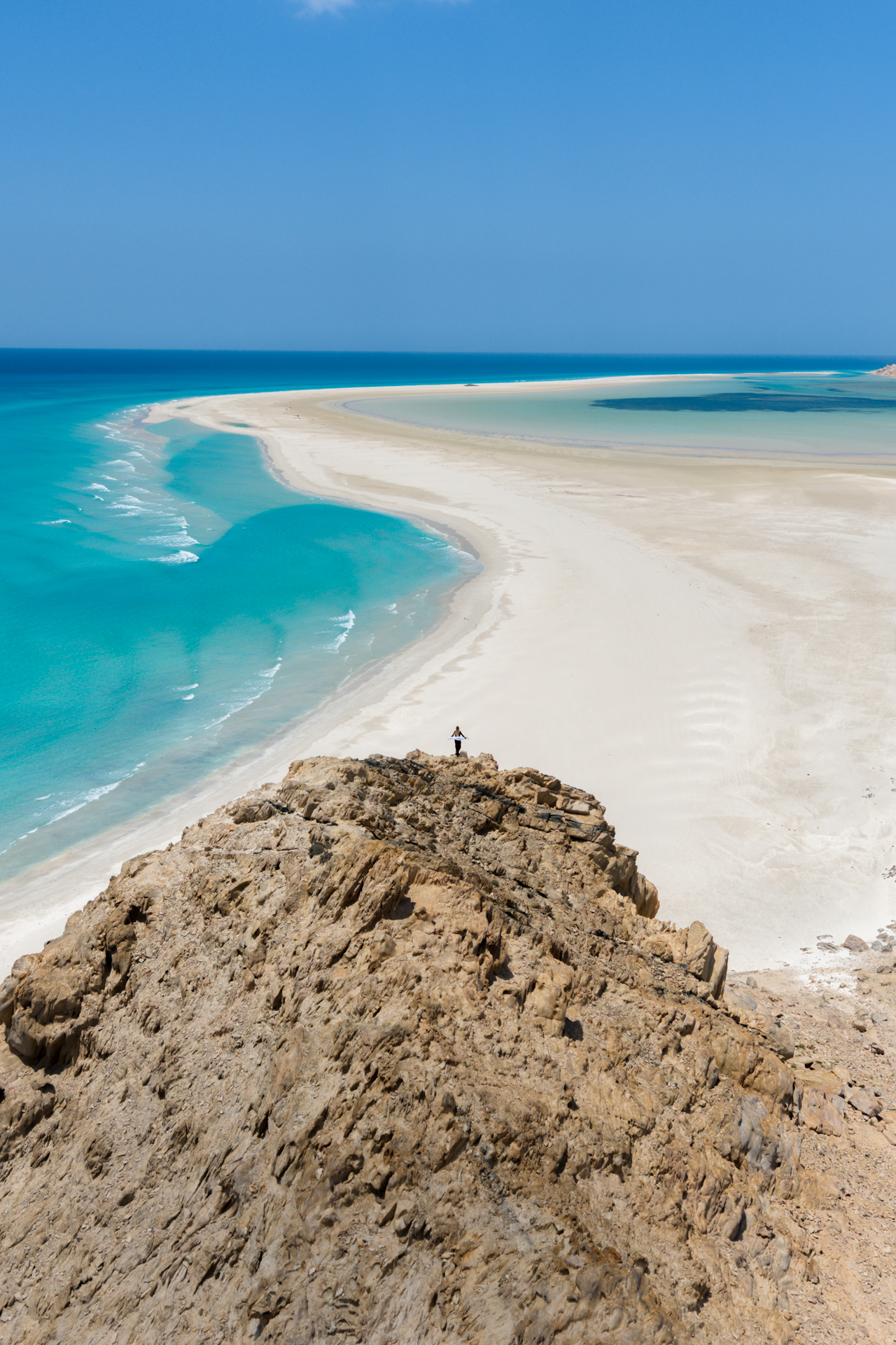 Panoramic view of Detwah Lagoon with turquoise water on Socotra Island.