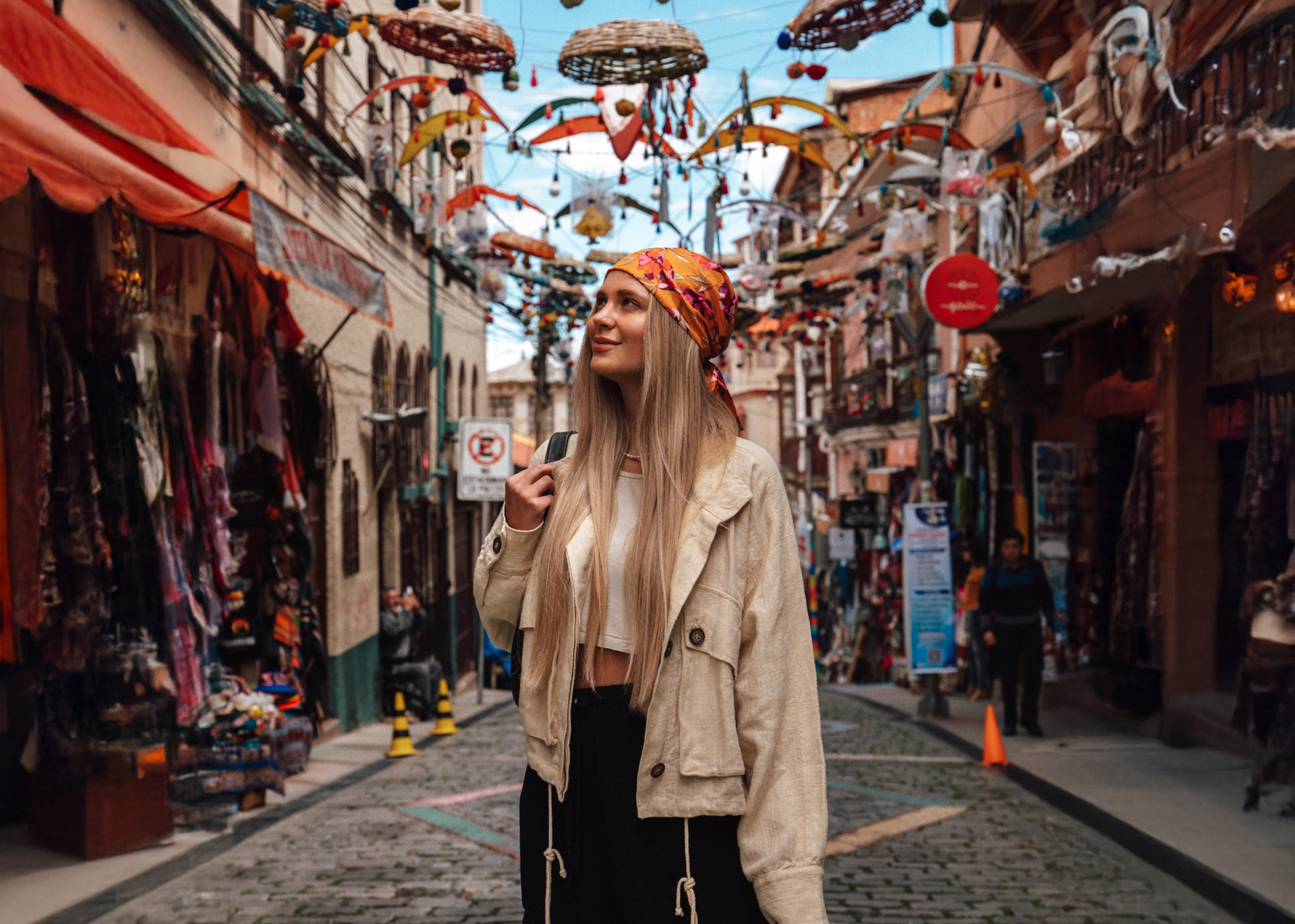Strolling through La Paz’s Witches’ Market, surrounded by colorful stalls, local crafts, and mystical charm.