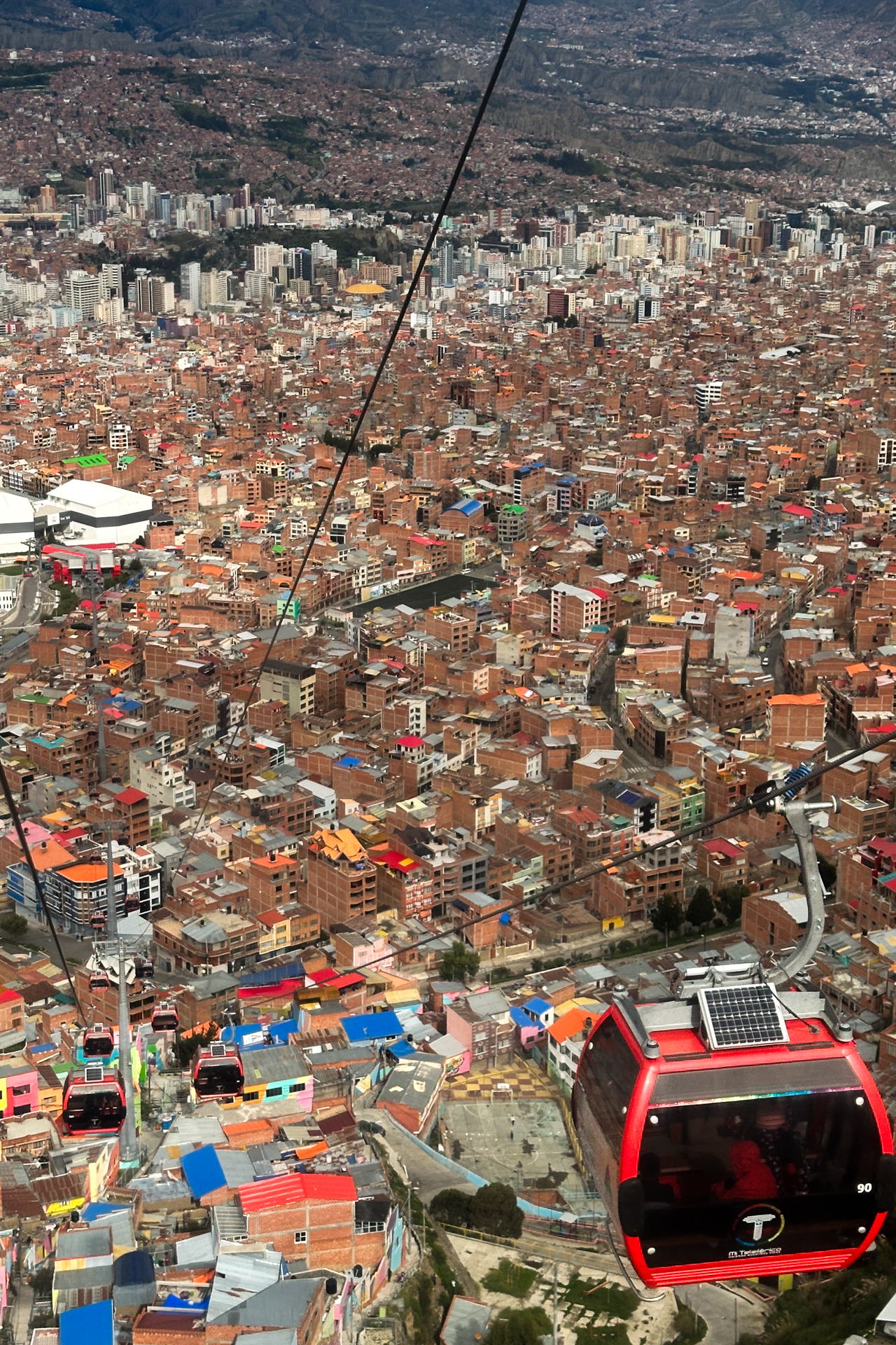 Mi Teleférico Cable Cars in La Paz from above