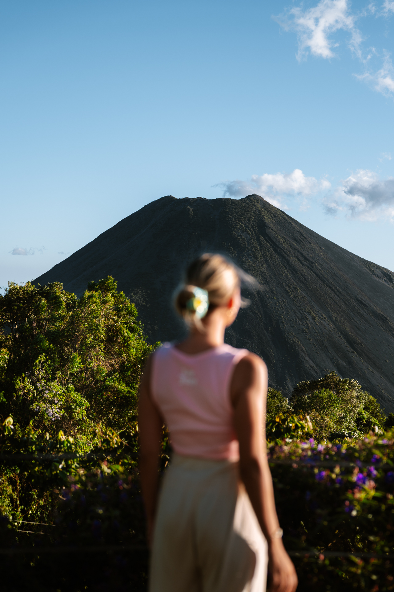 View of Santa Ana Volcano from scenic garden, El Salvador