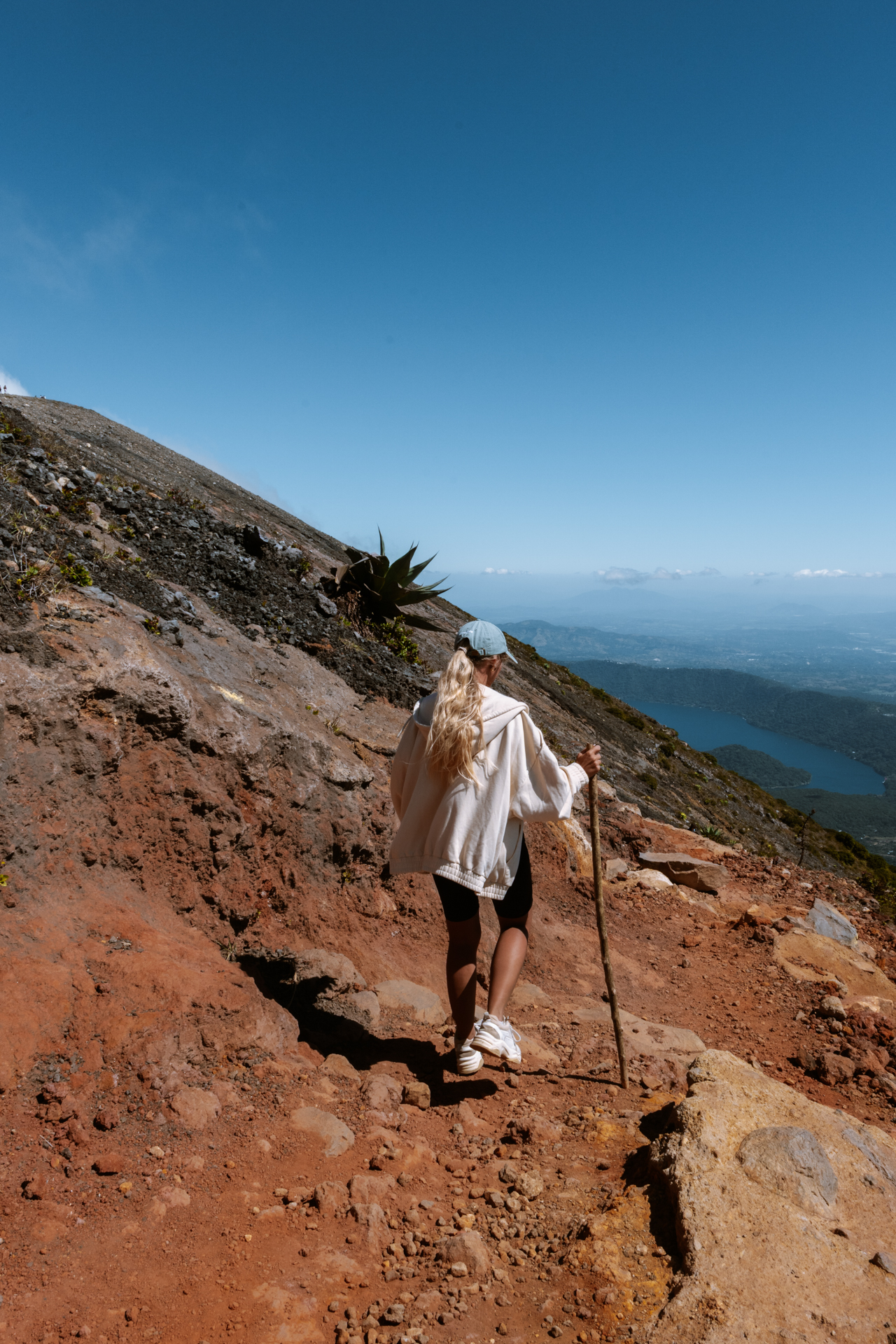 Hiking Santa Ana Volcano trail with Coatepeque Lake views, El Salvador