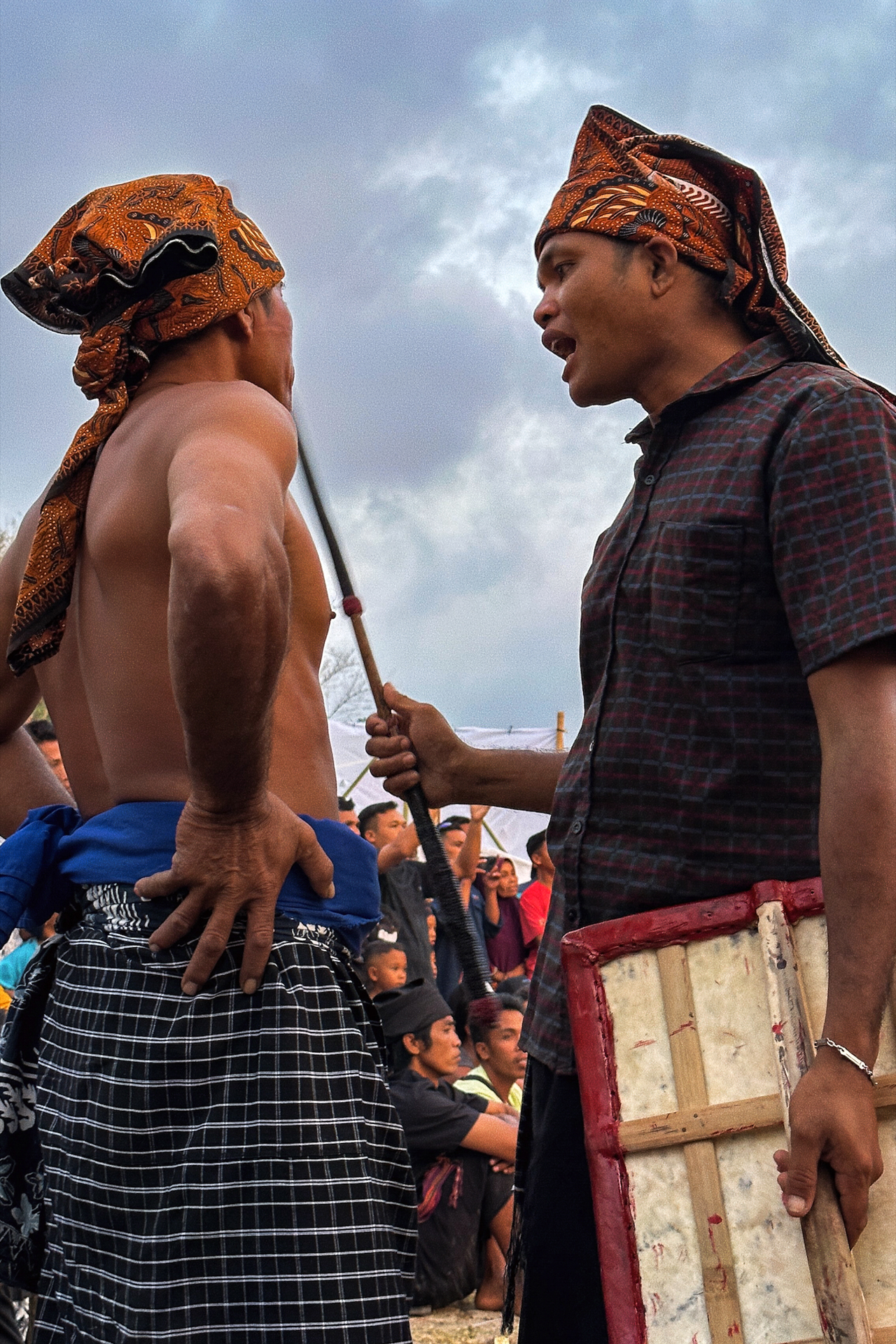 Sasak stick fighting tradition in Lombok cultural festival