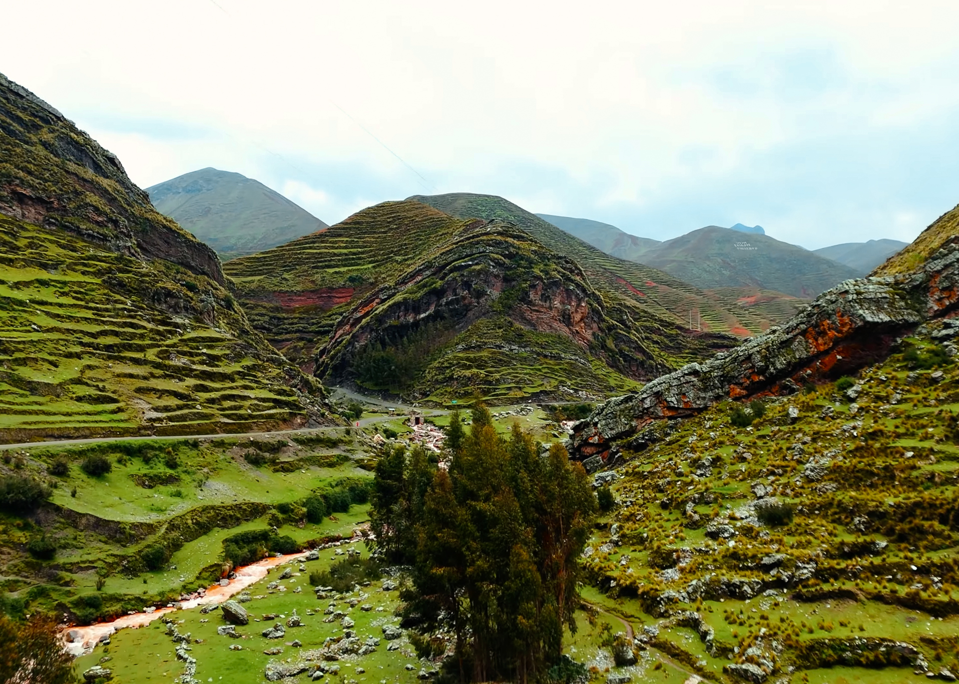 Aerial views of the Sacred Valley in Peru