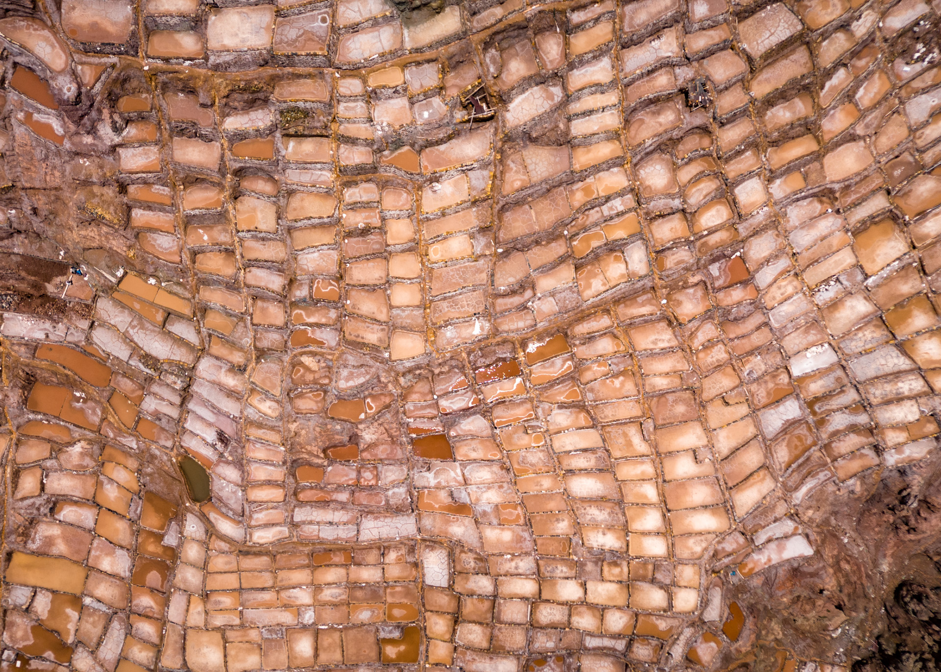 Maras Salt Mines in Peru Sacred Valley Top-Down shot