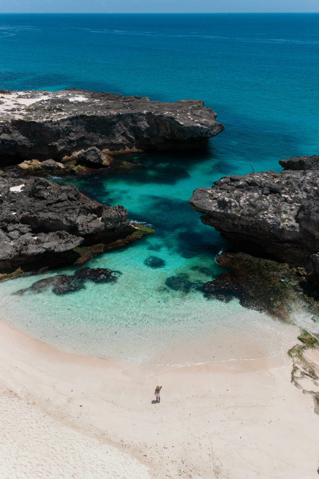 Drone shot of Mandorak Beach on Sumba, Indonesia