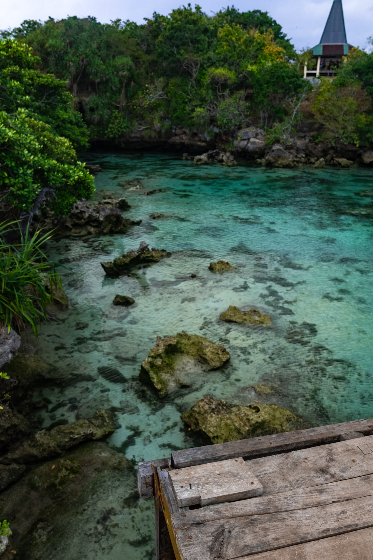 Weekuri Lagoon turquoise water with rocks and tropical scenery, Sumba