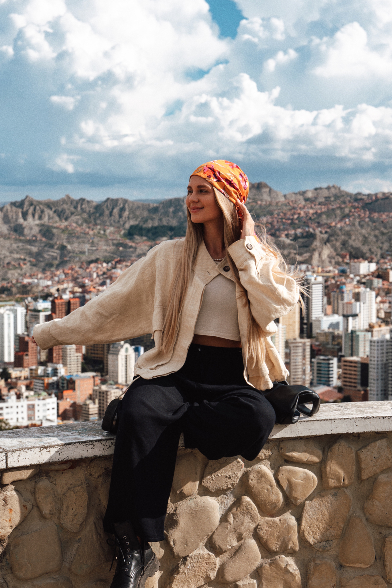 Enjoying the stunning cityscape of La Paz, surrounded by dramatic Andean peaks.