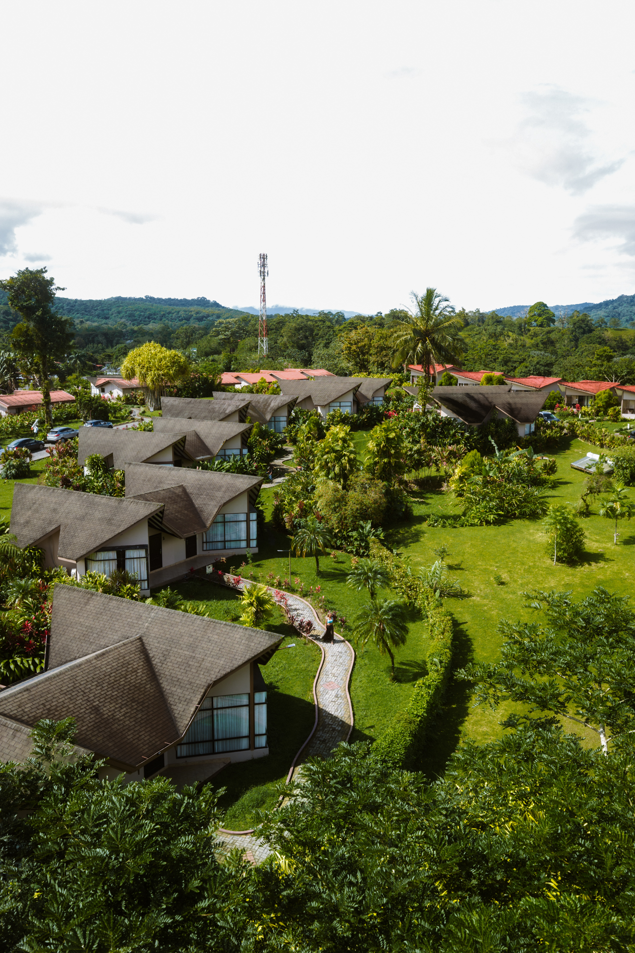 Resort villas surrounded by tropical gardens in La Fortuna, Costa Rica