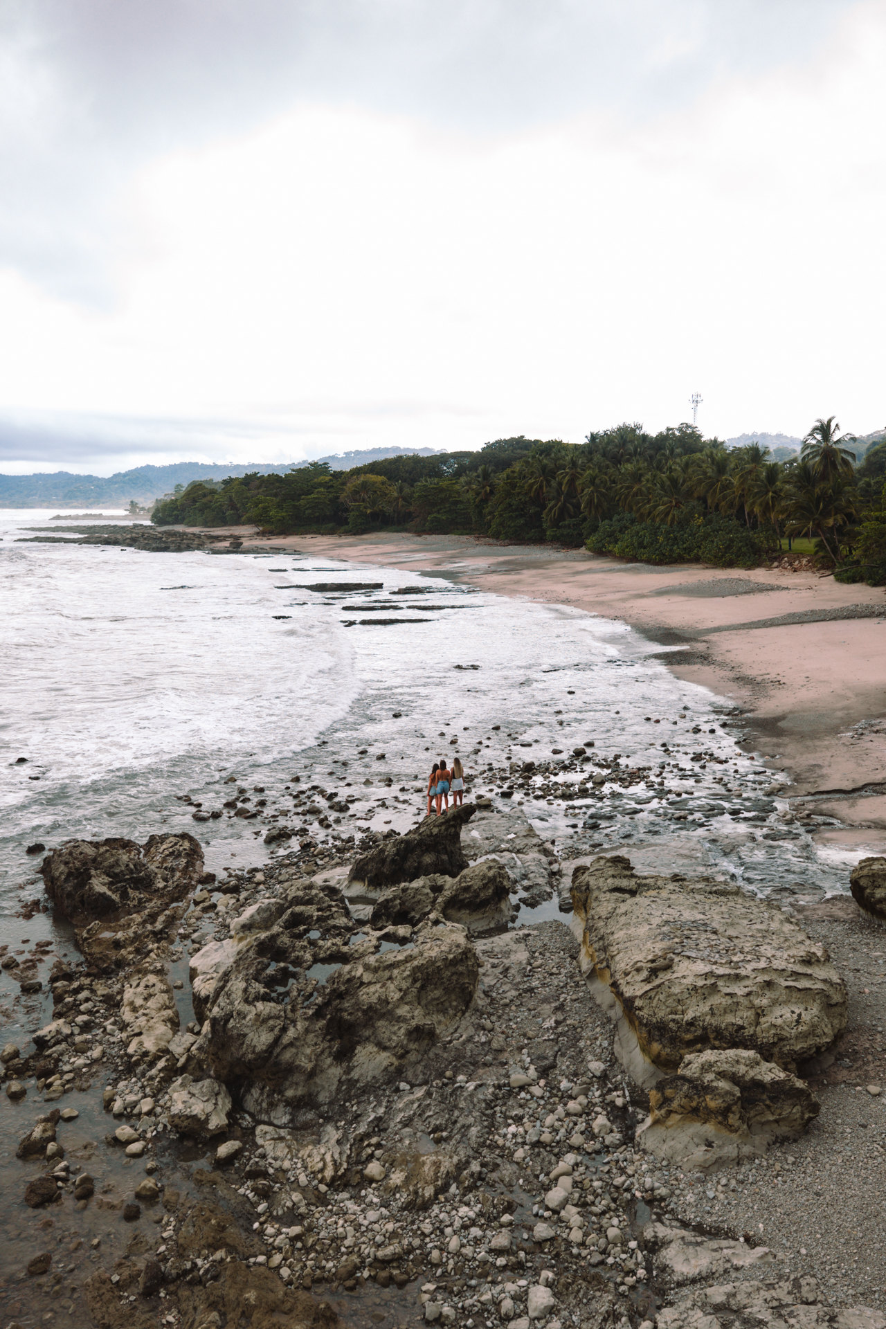 Mal País tide pools Costa Rica aerial view with rocky beach