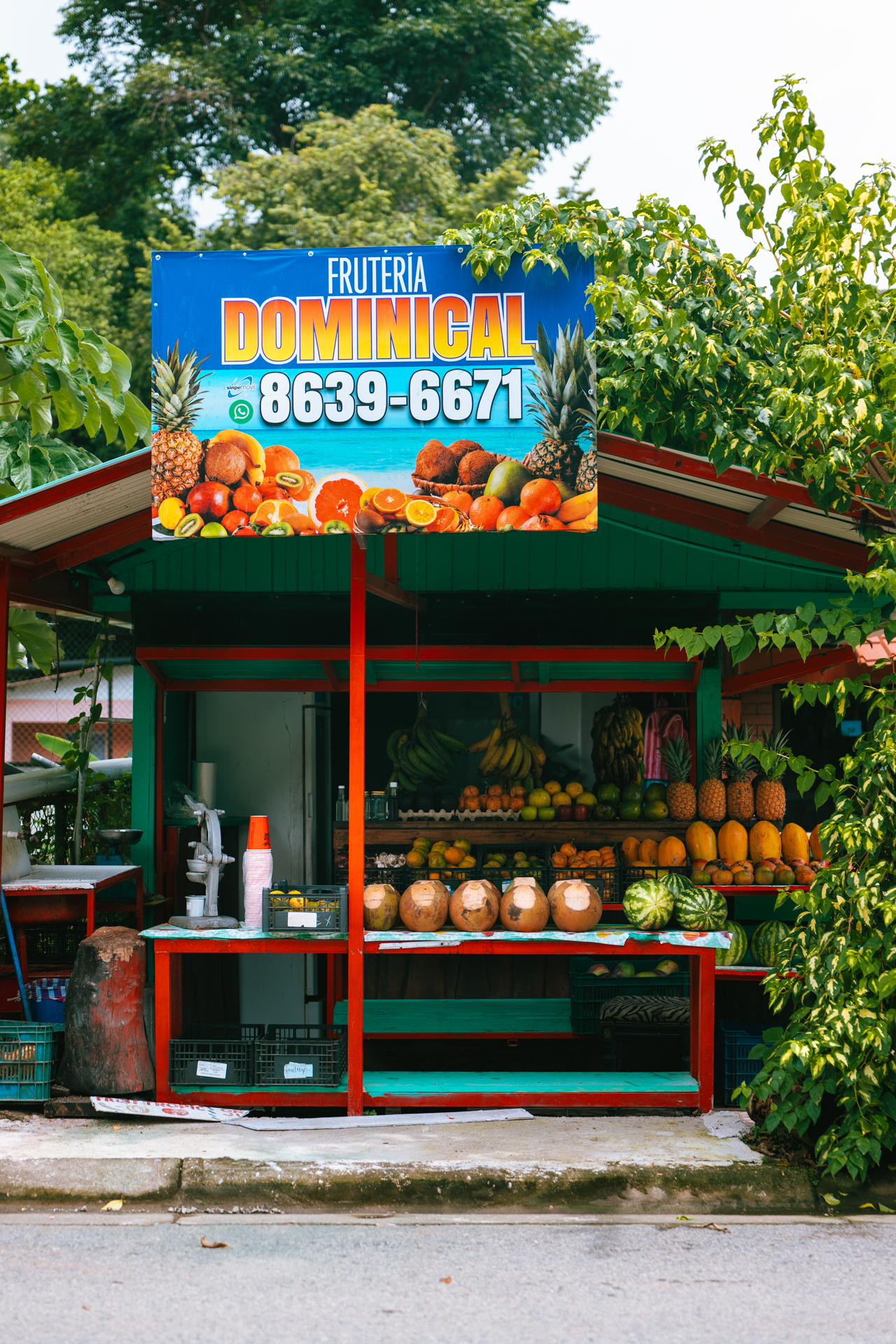 Local fruit stand in Dominical Costa Rica selling fresh tropical fruits