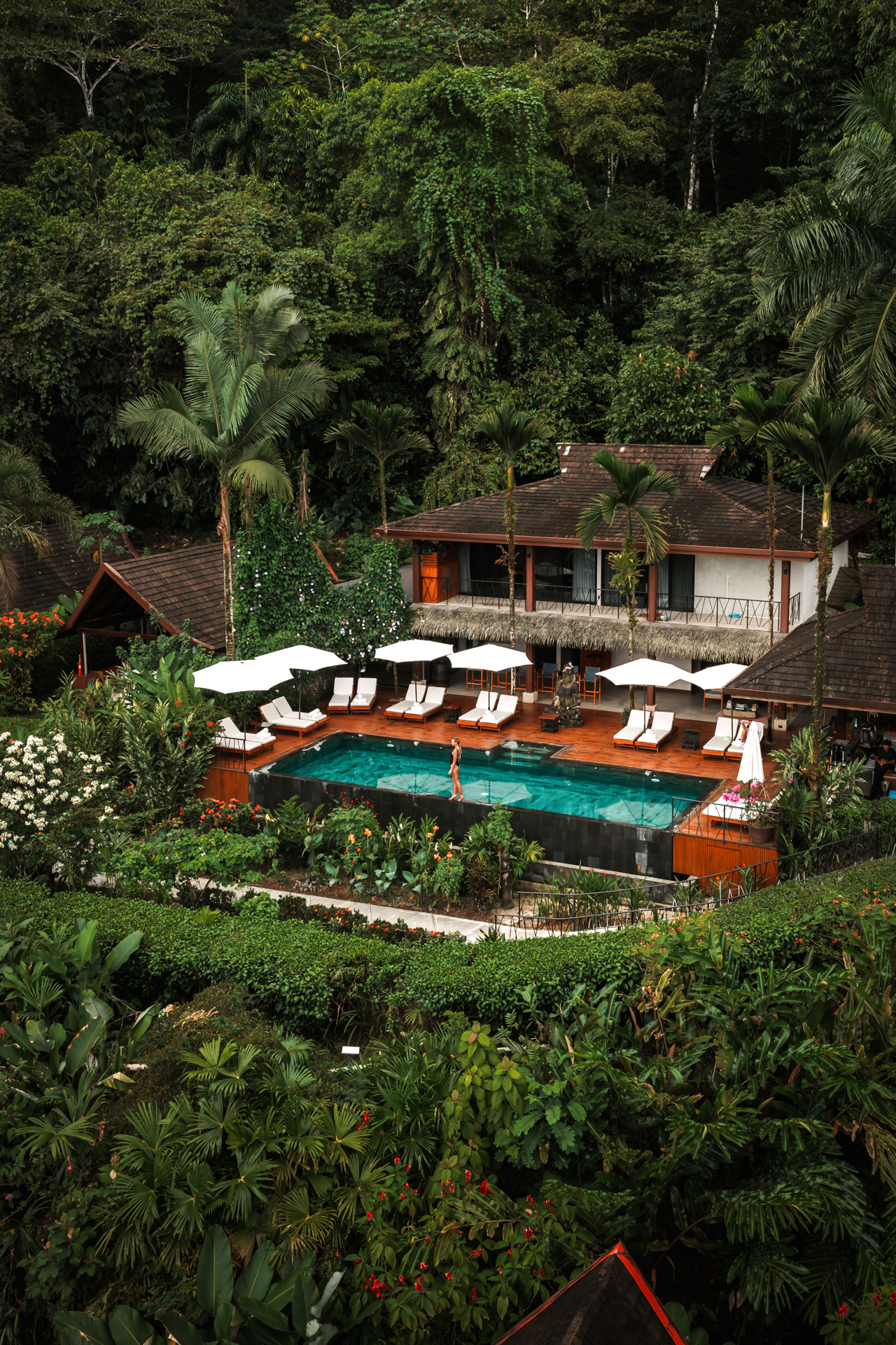 Oxygen hotel in Uvita with pool surrounded by rainforest in Costa Rica
