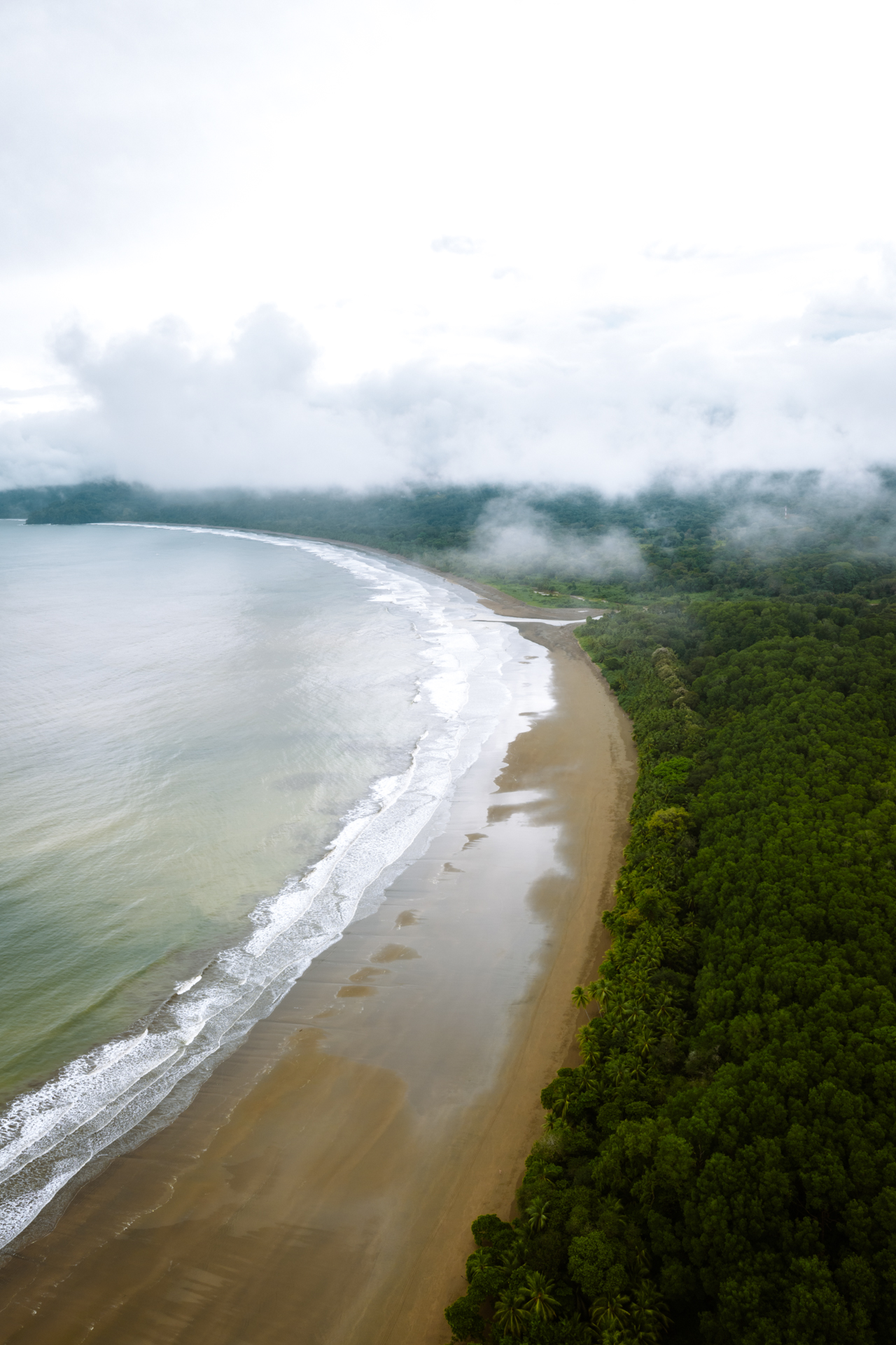 Drone shot of playa Uvita in Costa Rica