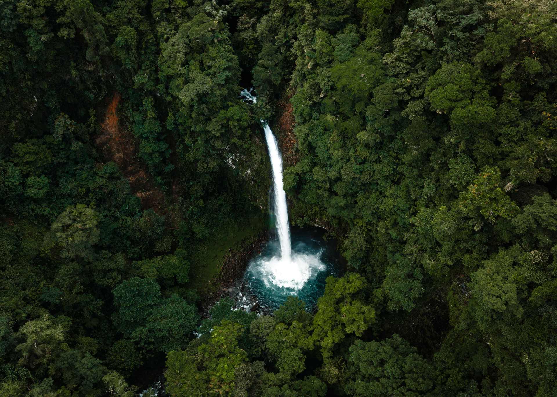Aerial view of La Fortuna Waterfall in Costa Rica