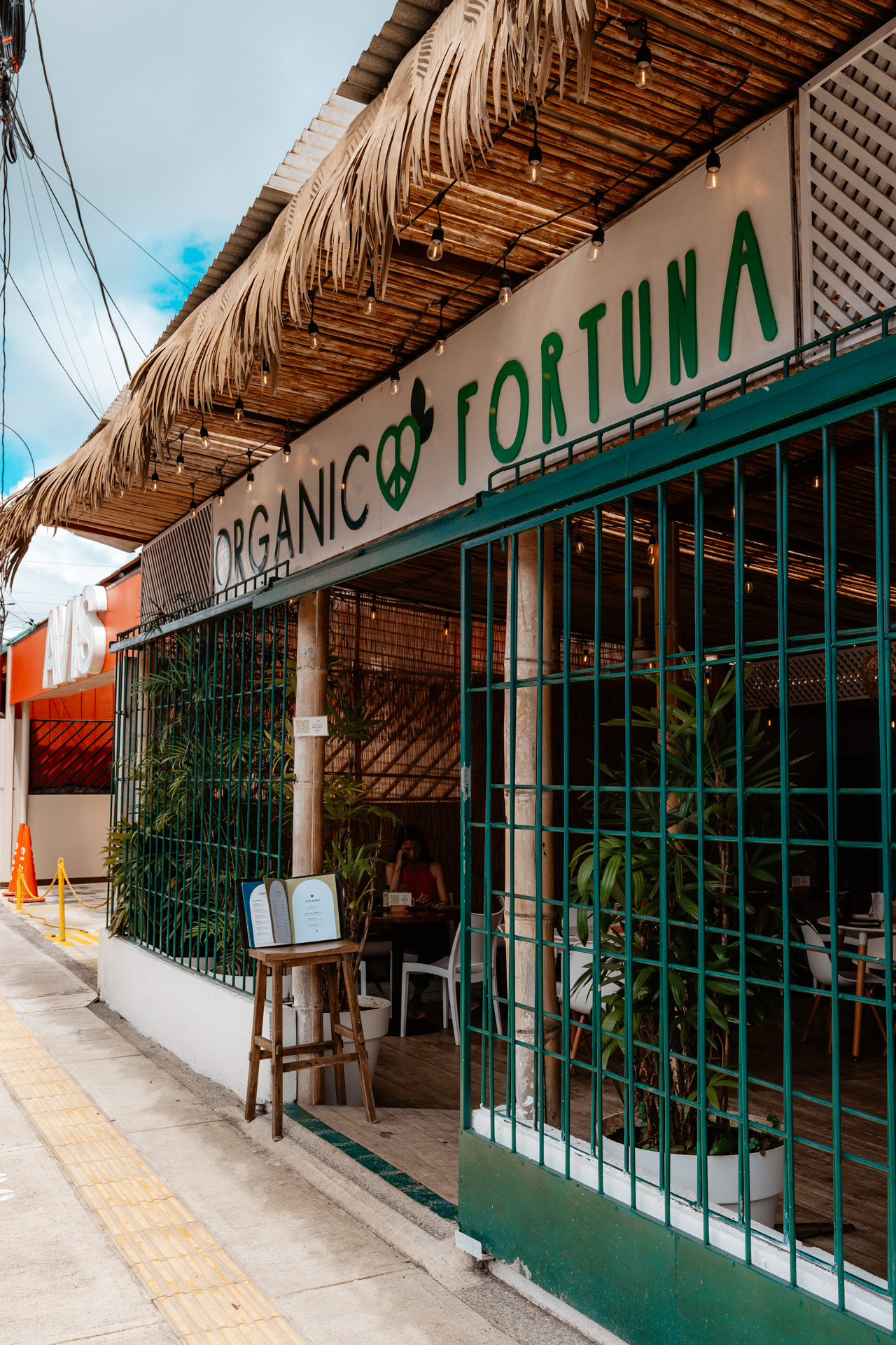 Organic Fortuna café exterior in La Fortuna, Costa Rica