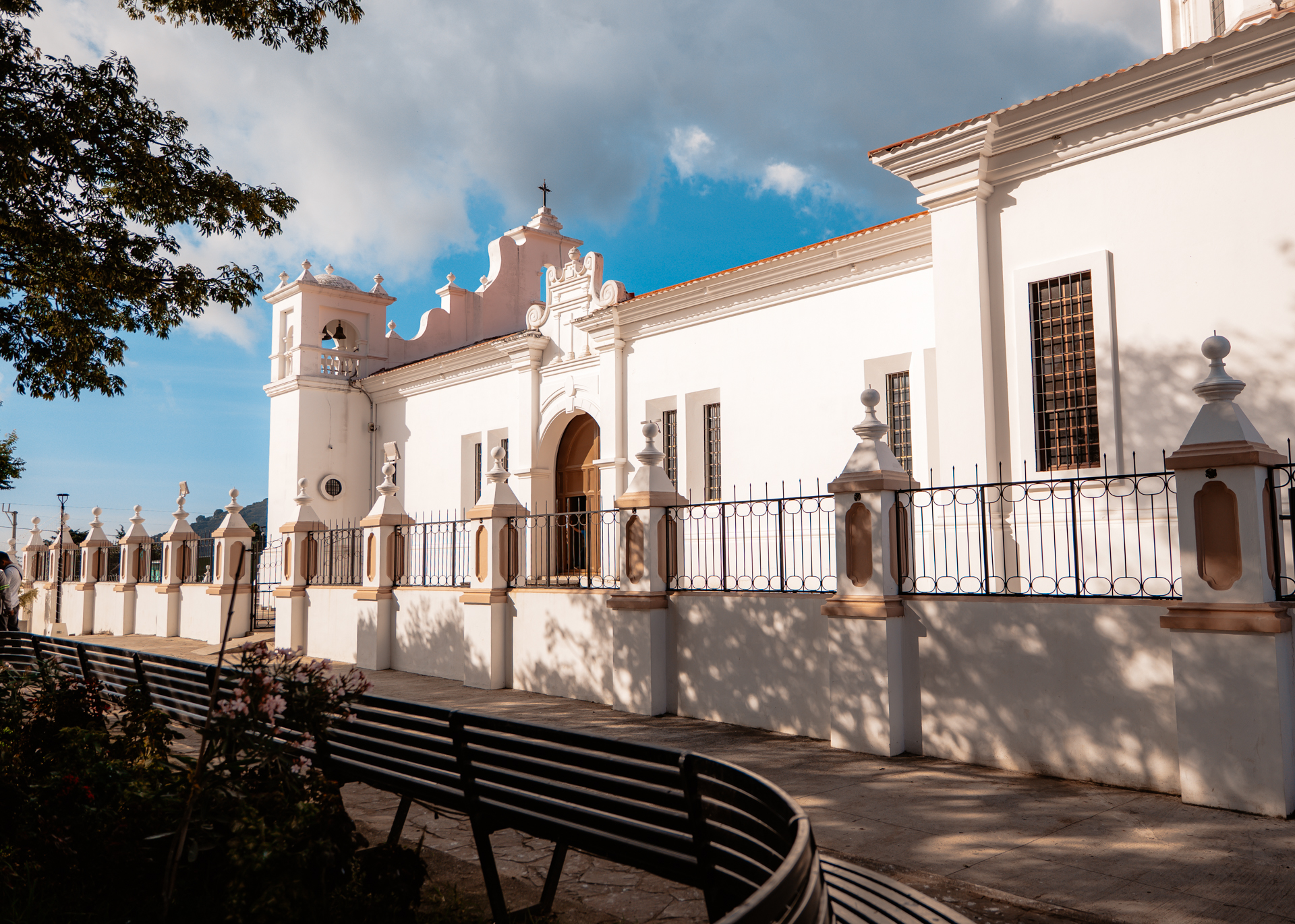 Streets and church of Apaneca on Ruta de Las Flores
