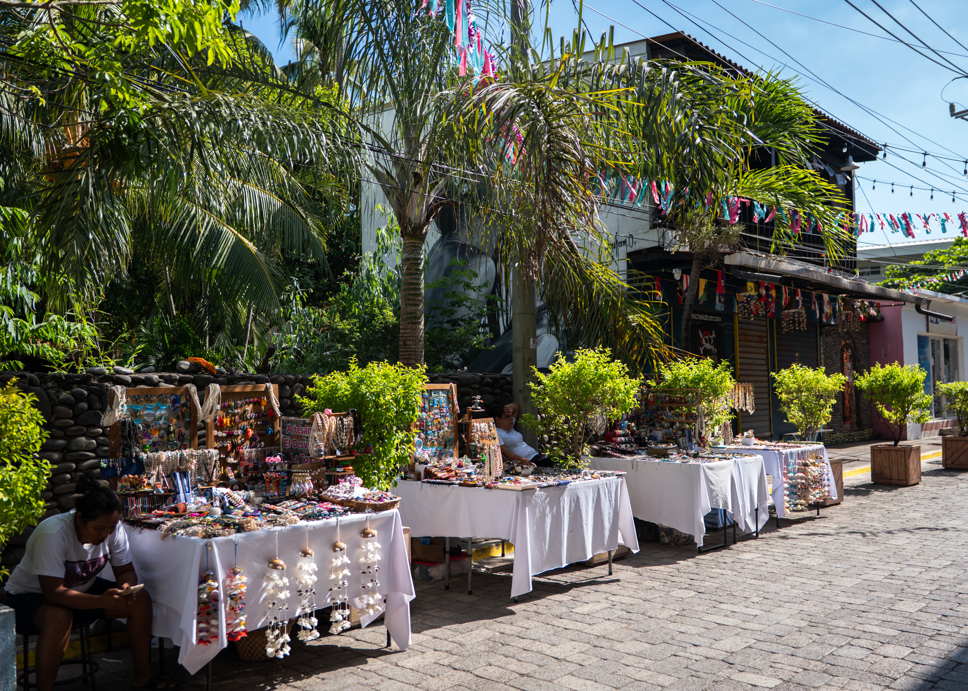 Souvenir stands in El Tunco, El Salvador