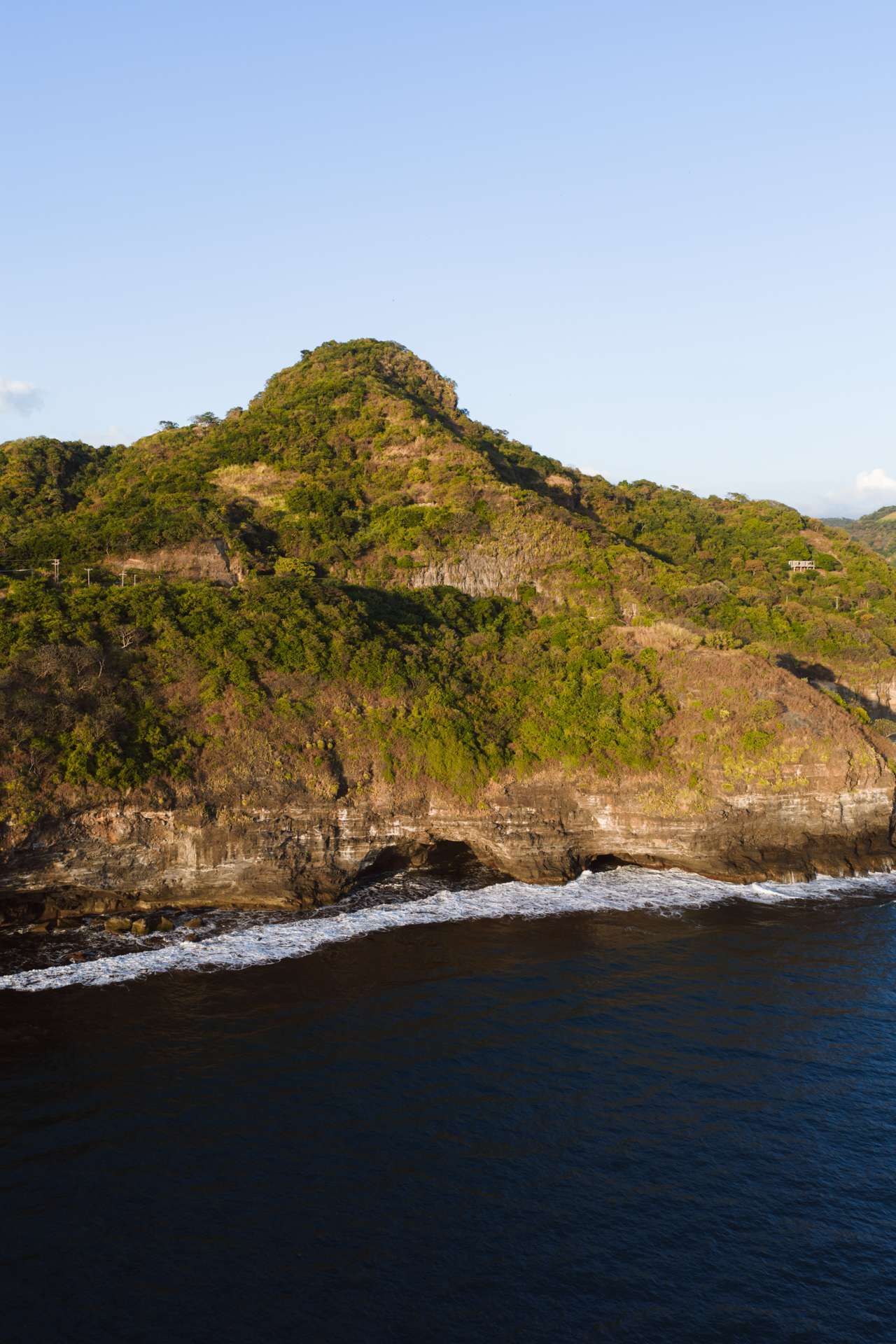 Aerial shot of Mizata in El Salvador during sunset