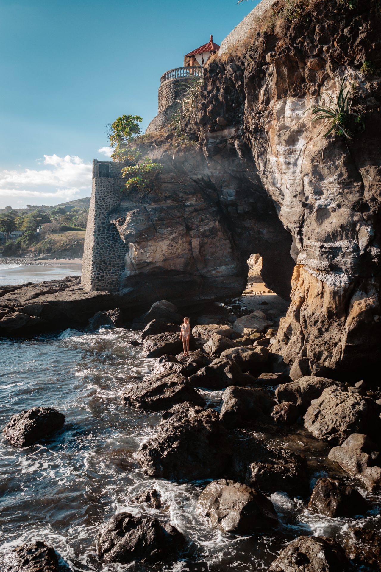 Sea Caves at El Zonte Beach in El Salvador