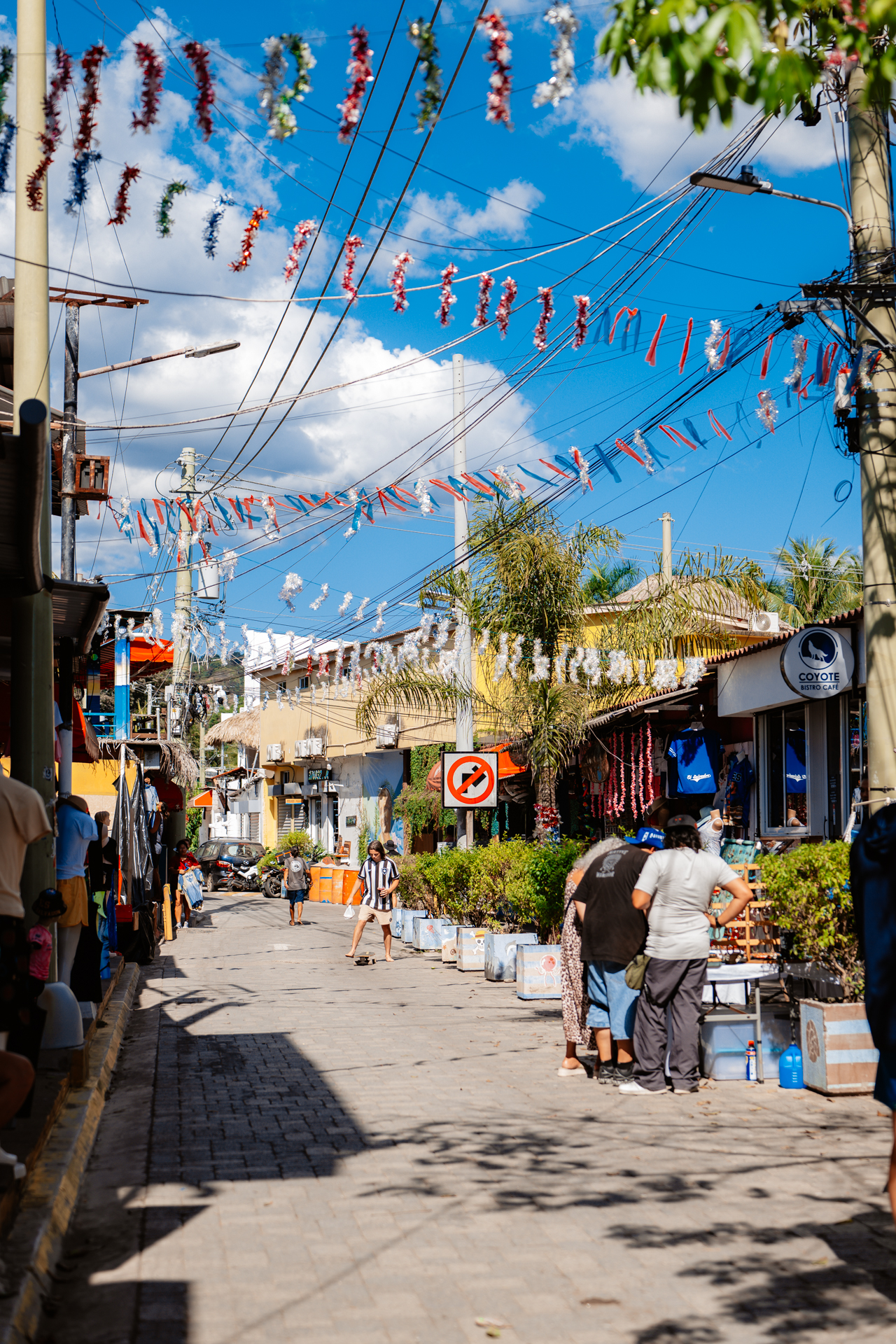 El Tunco El Salvador colorful street with shops and decorations