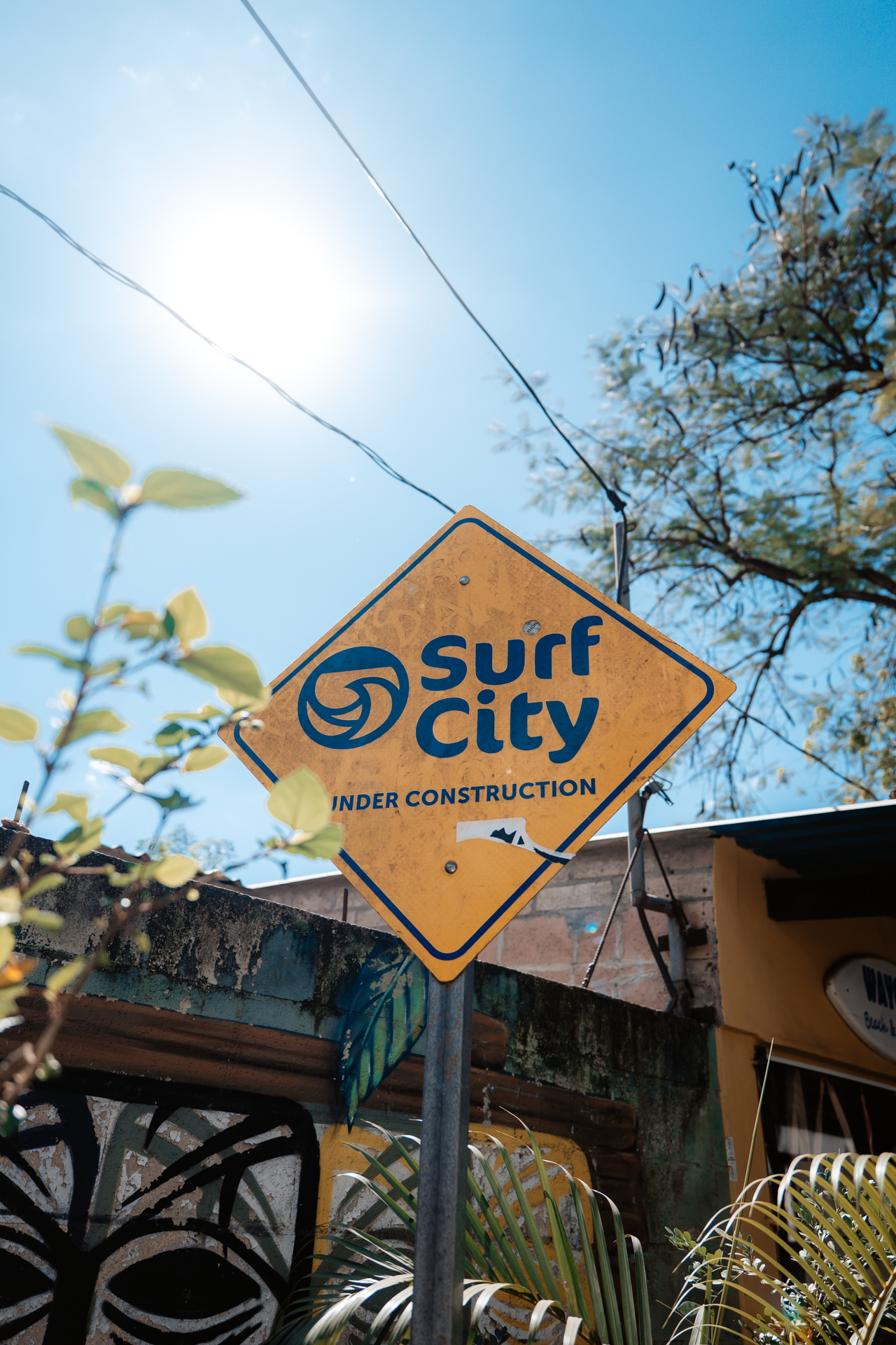 Surf City El Salvador sign in El Tunco street