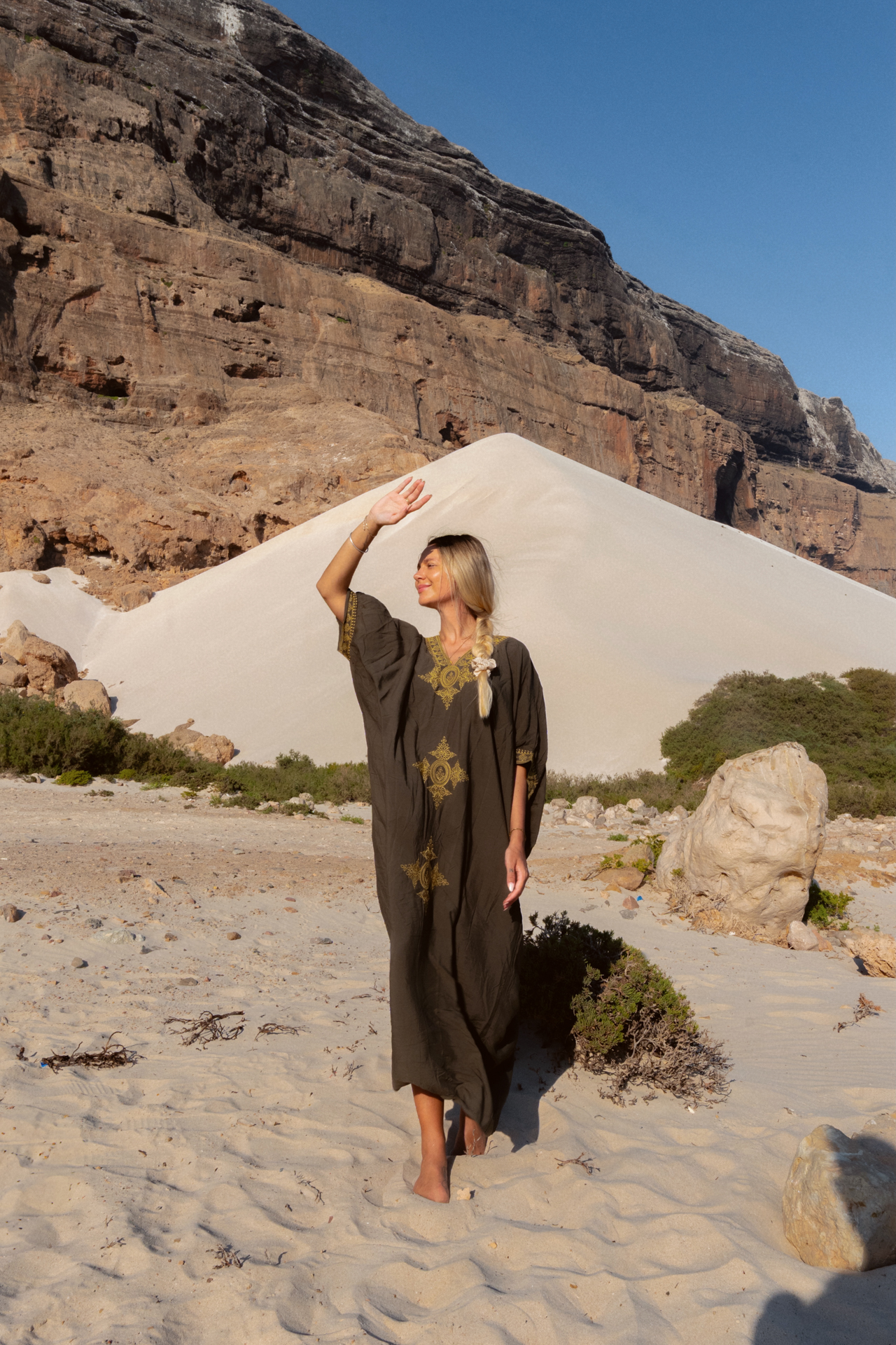 Woman standing at Arher Sand Dunes on Socotra Island