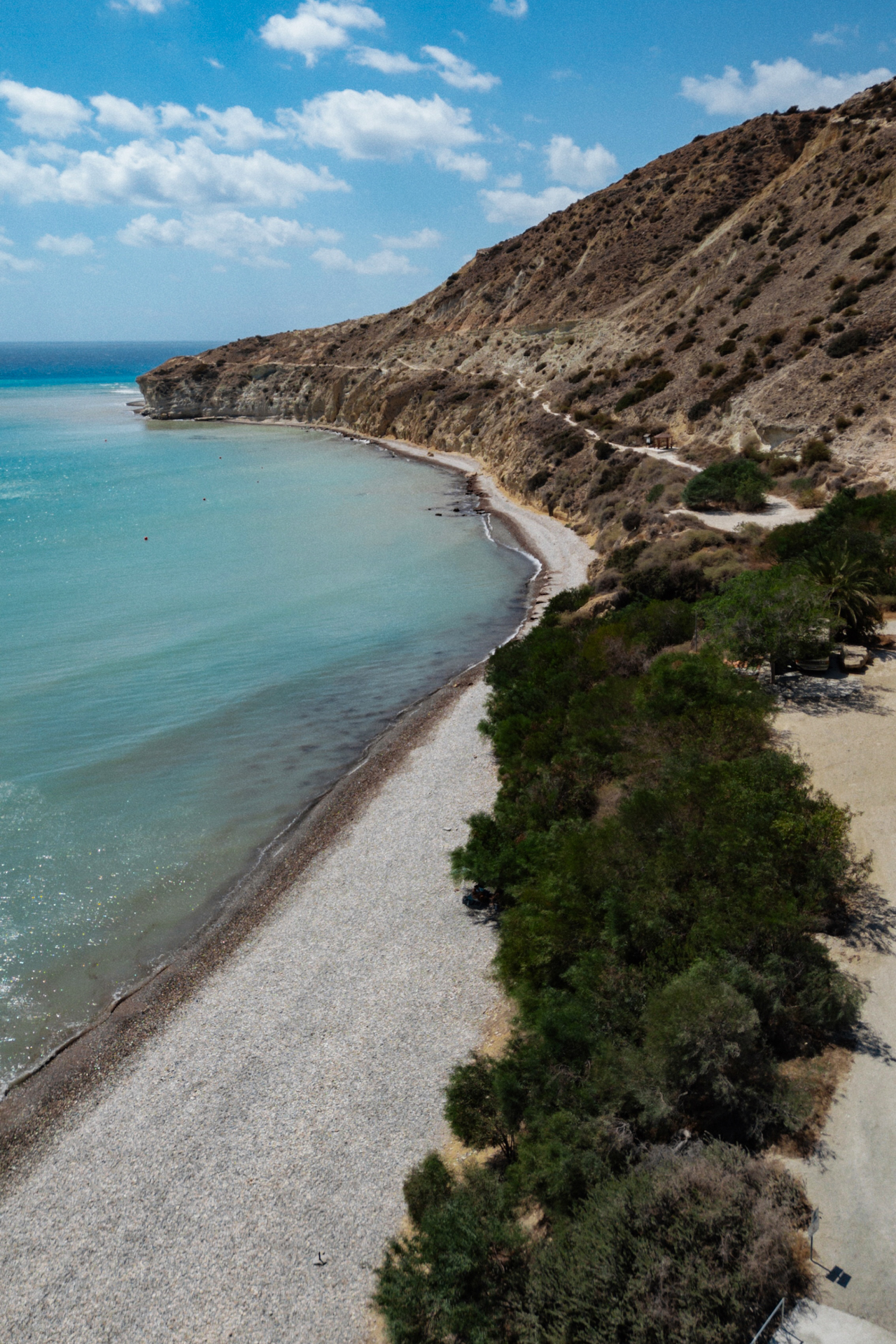 Aerial view of Cape Aspro coastline and beach, Pissouri, Cyprus
