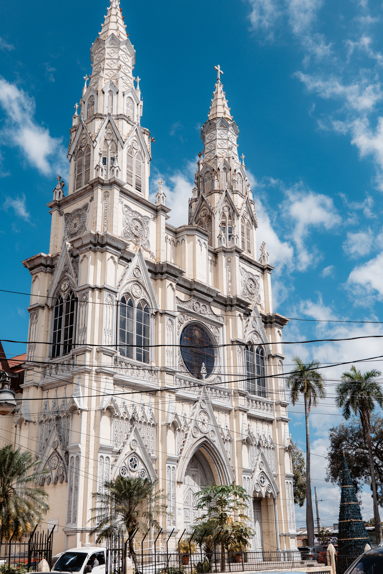 Iglesia El Calvario neo-Gothic church with twin towers in San Salvador