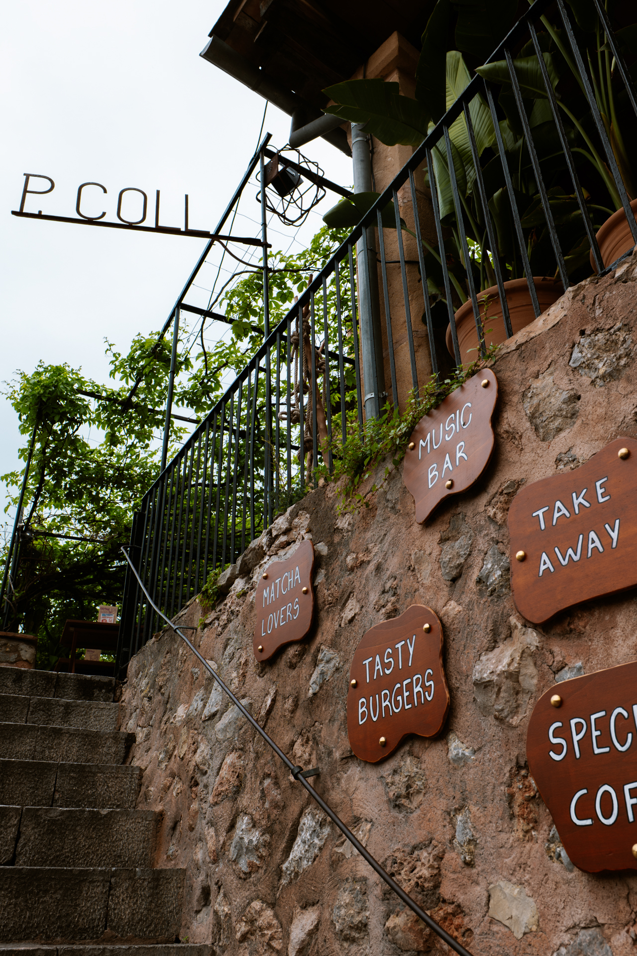Entrance to Sa Fonda Deià café and music bar in Mallorca, Spain
