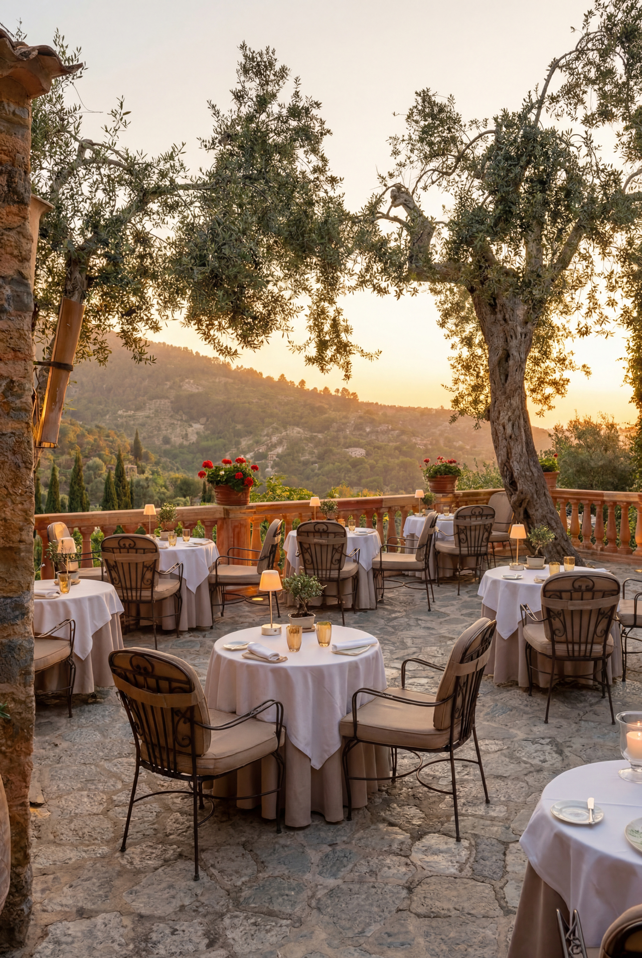 Sunset dinner at El Olivo in Deia, Mallorca