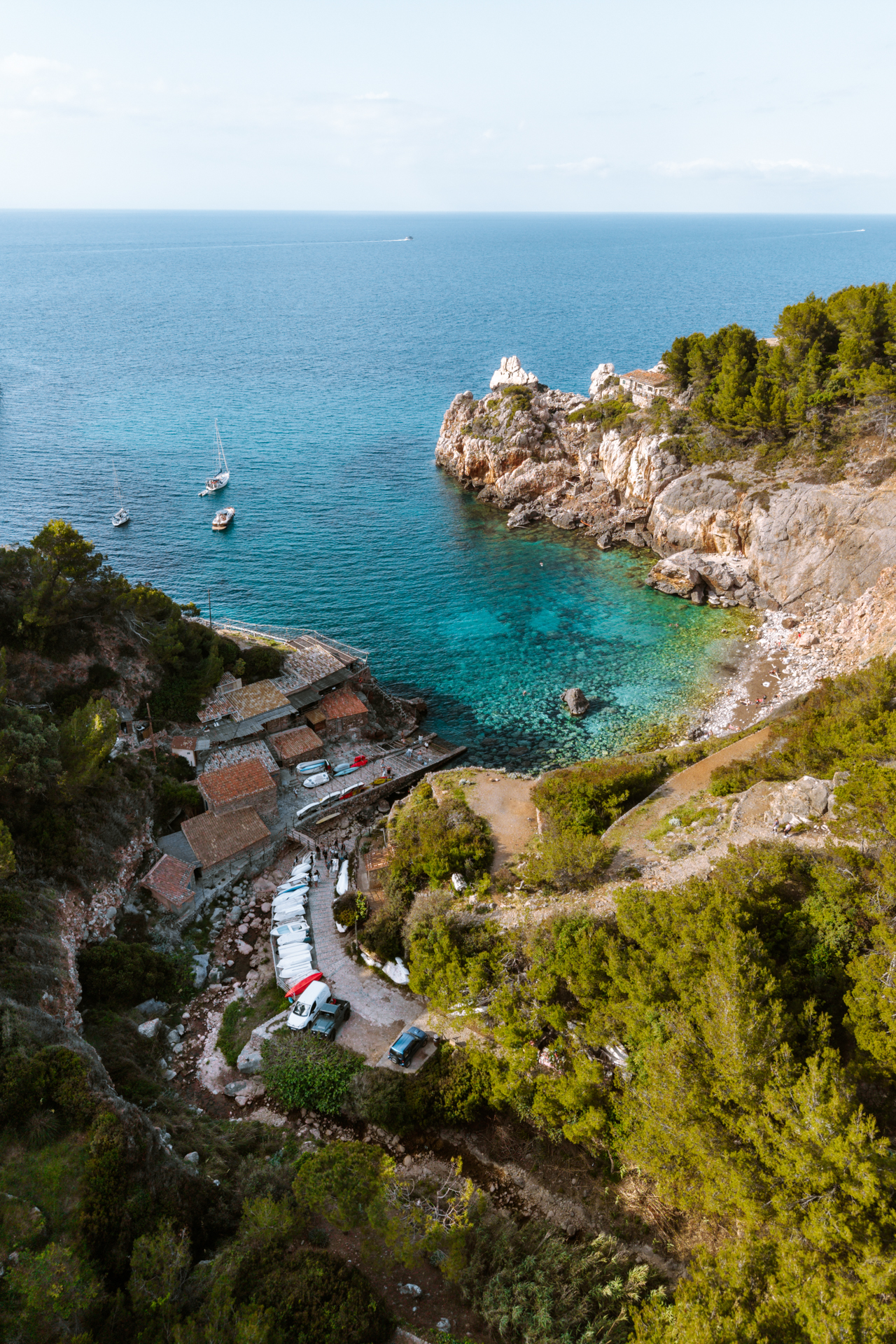 Aerial view of Cala Deià in Mallorca