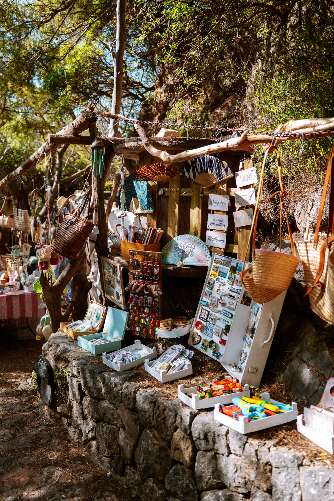 Rustic souvenir stand at Cala Deià, Mallorca