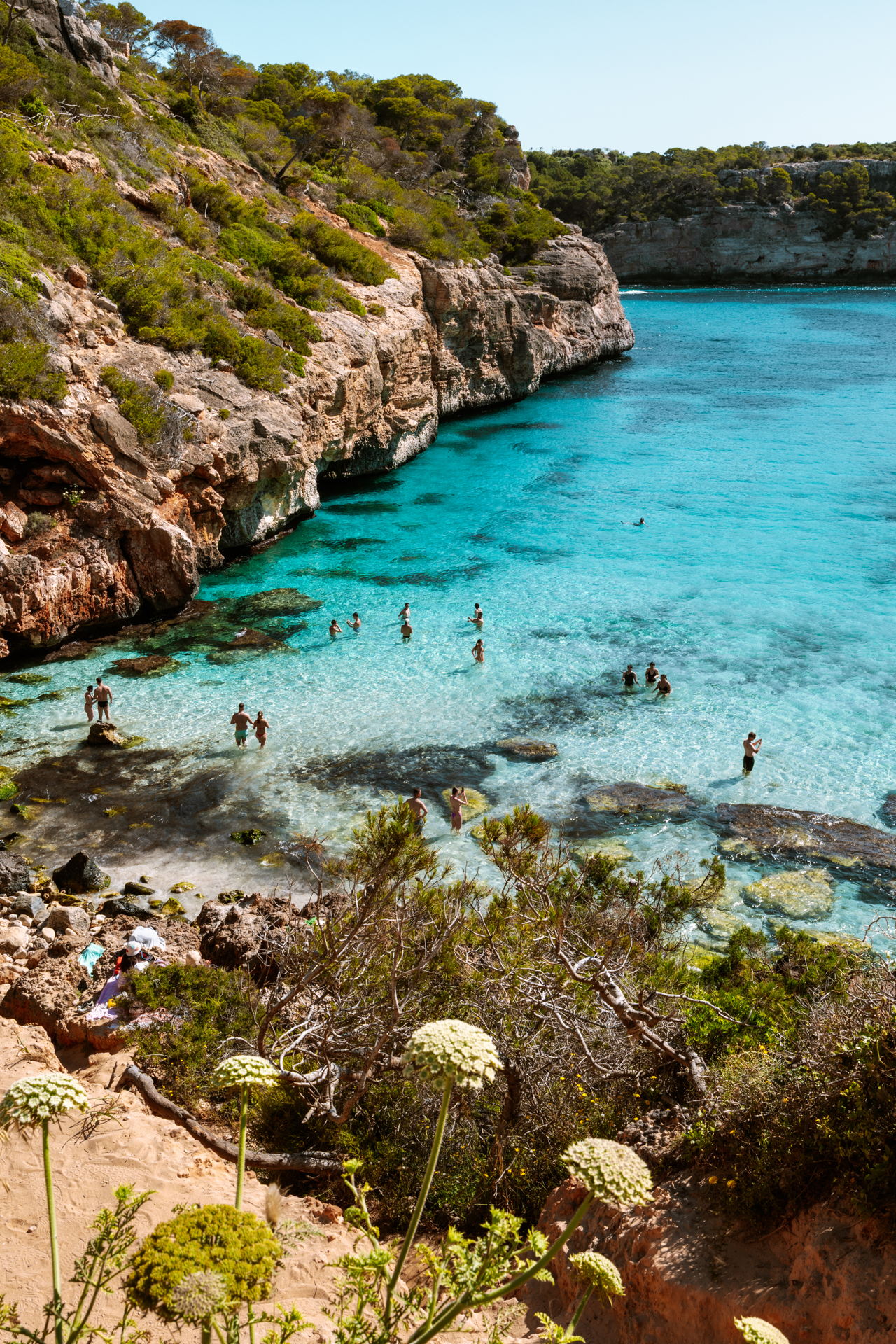 The crystal-clear waters of Caló des Moro in Mallorca