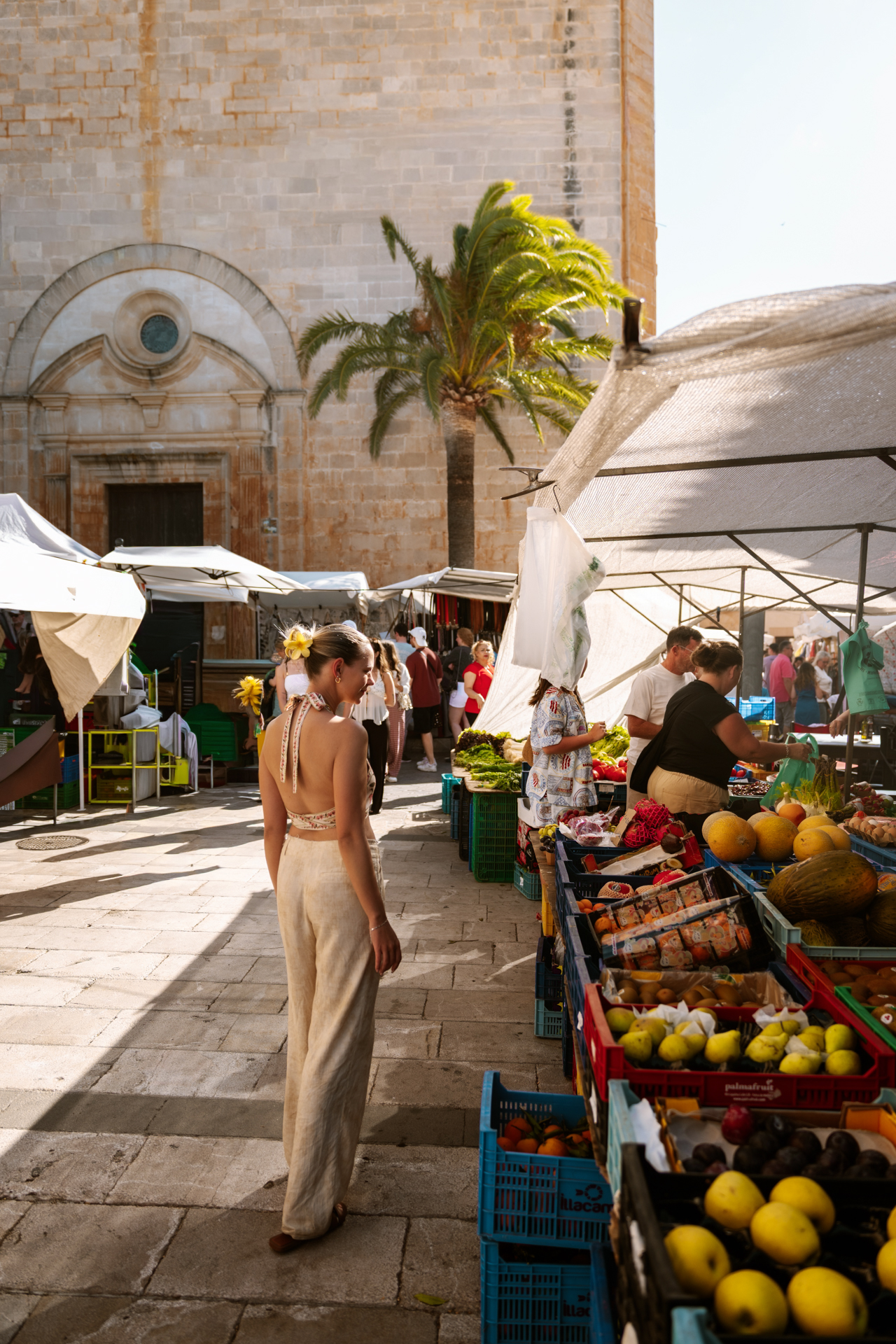 Santanyí Market in Mallorca with local produce stalls