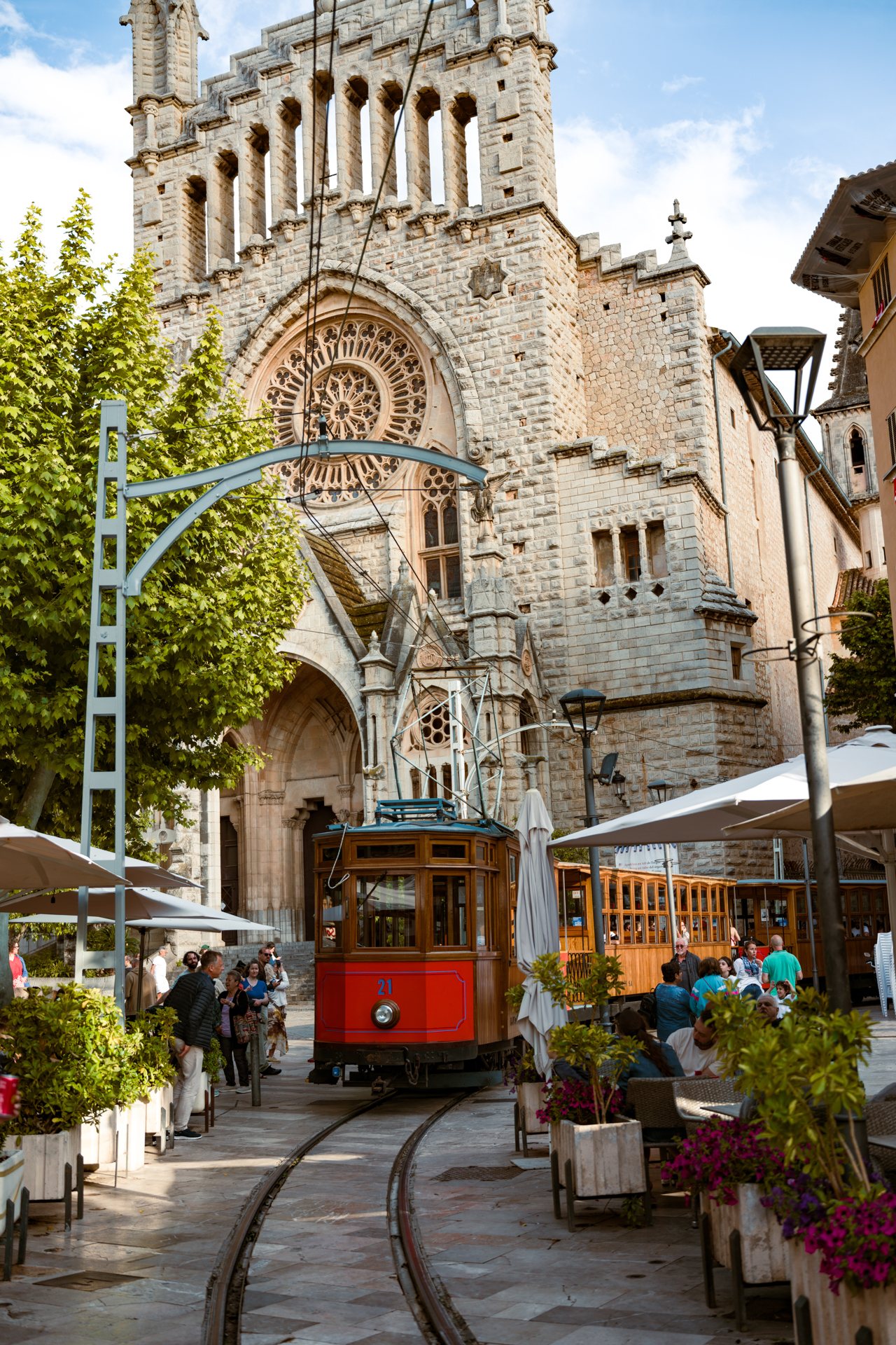 The iconic tram rolling through Sóller to Palma, Mallorca