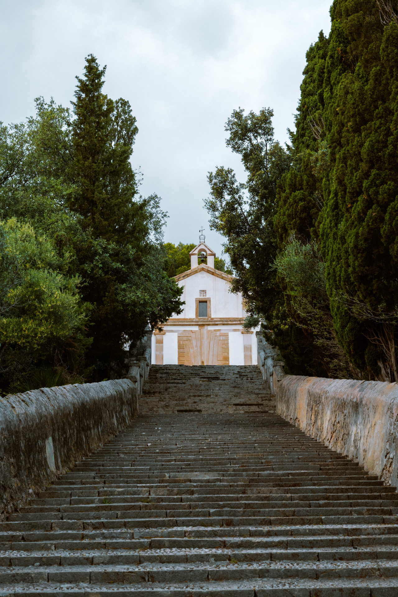 Calvari Chapel at the top of the famous Calvari Steps in Pollença, Mallorca