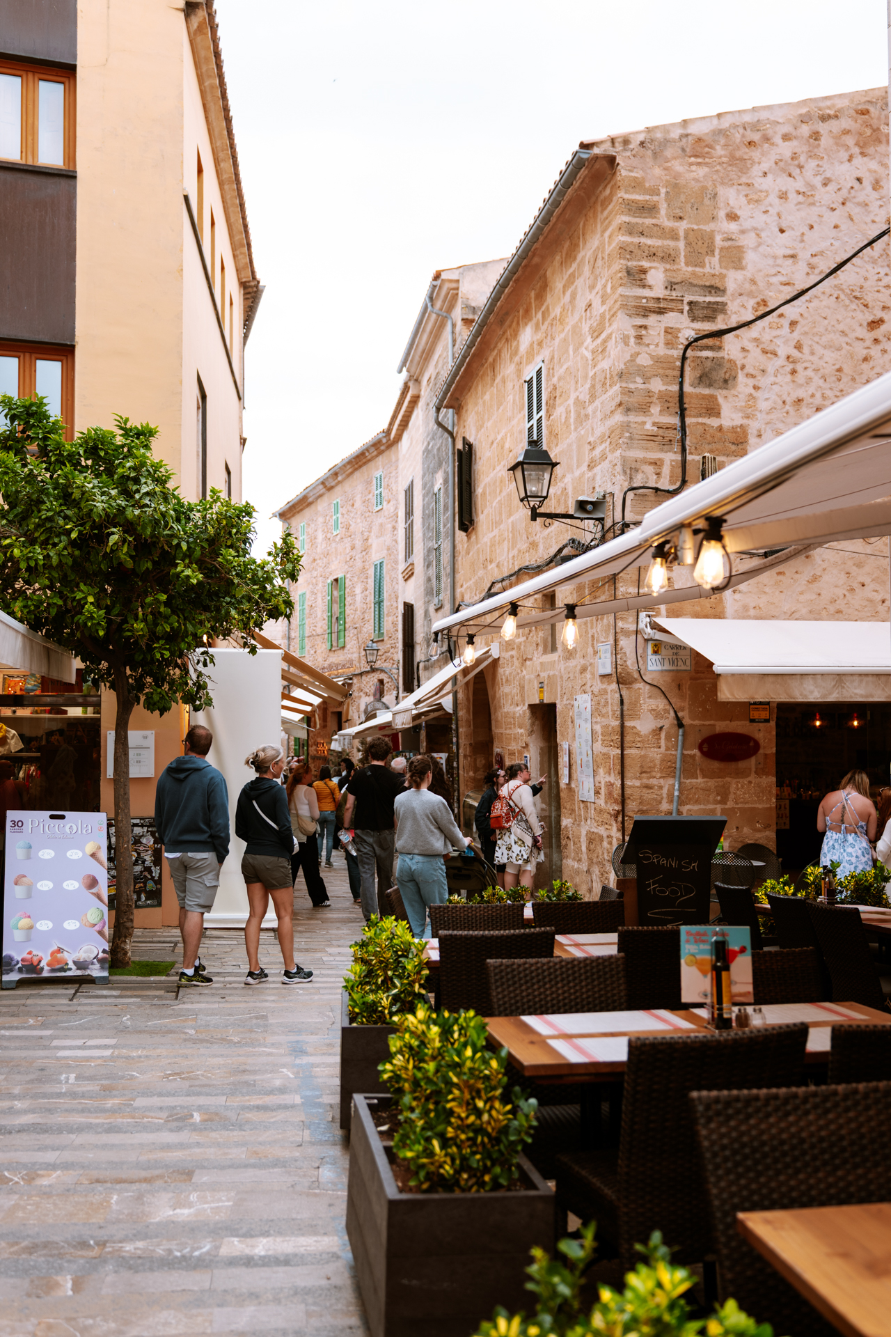 Plaça de la Constitució in Alcúdia Old Town with cafés