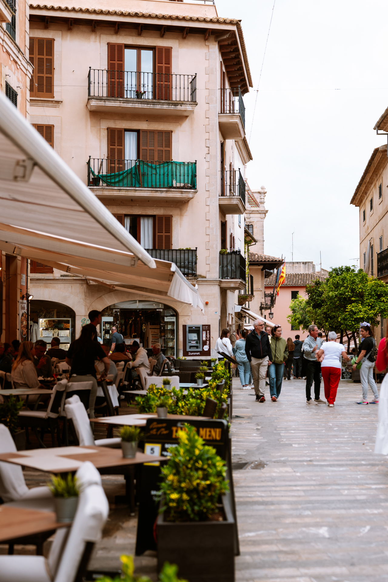 Street cafés in Alcúdia Old Town, Mallorca