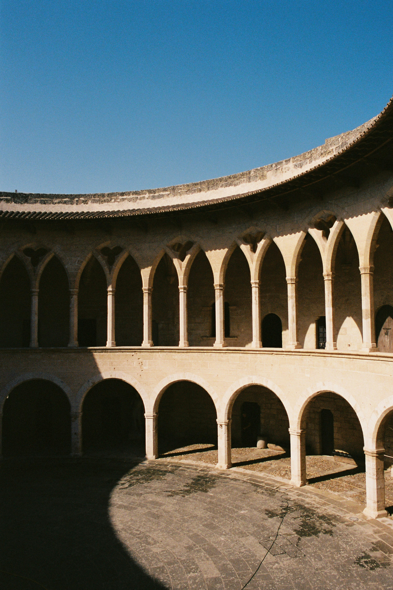 Interior courtyard of Bellver Castle in Palma de Mallorca, Spain.