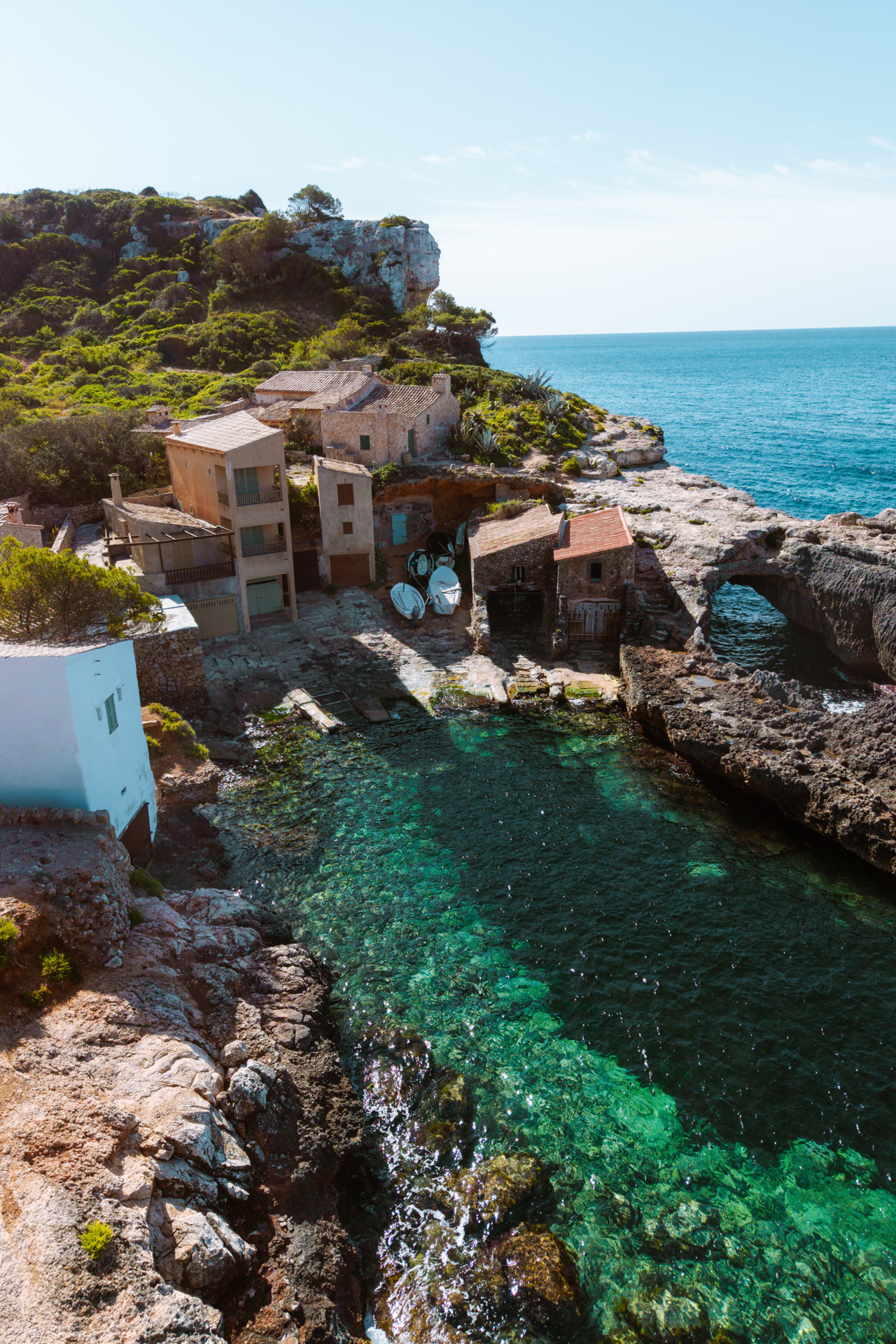 The iconic fishermen's huts of Cala S'Almunia in Mallorca