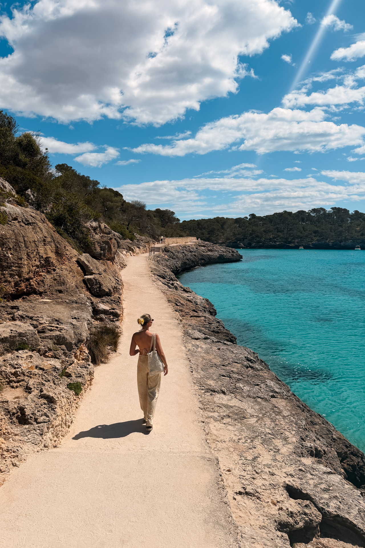 Coastal path overlooking Cala Mondragó in Mondragó Natural Park, Mallorca