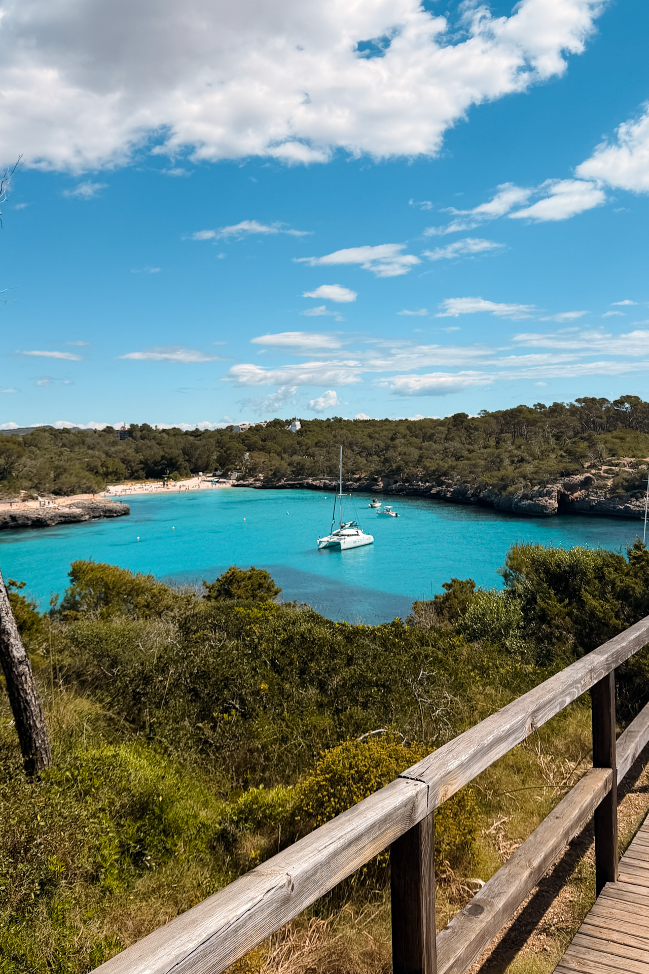 Panoramic view of Cala Mondragó in Mondragó Natural Park, Mallorca