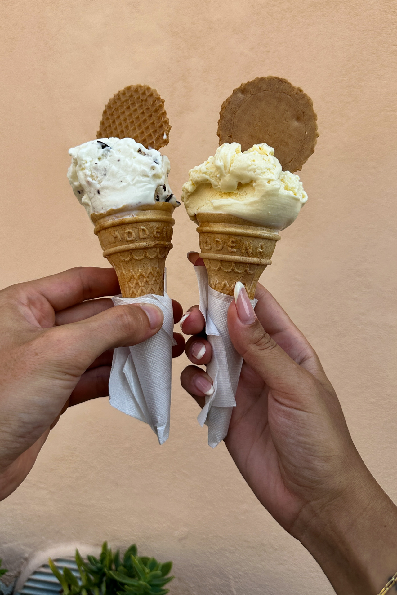Two gelato cones in Vernazza, Cinque Terre, Italy