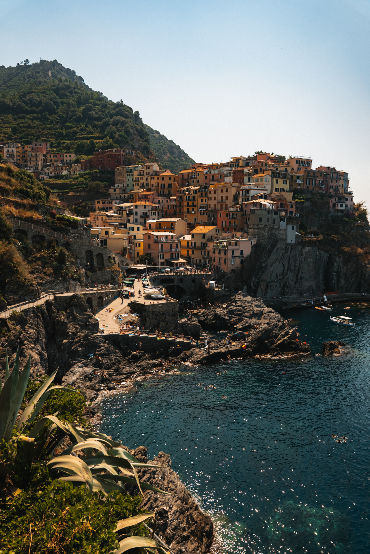 Coastal view of Manarola village in Cinque Terre, Italy