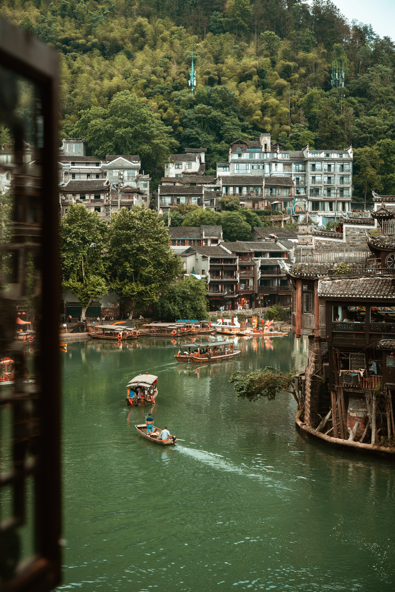 Boats on the Tuojiang River in Fenghuang Ancient Town, China
