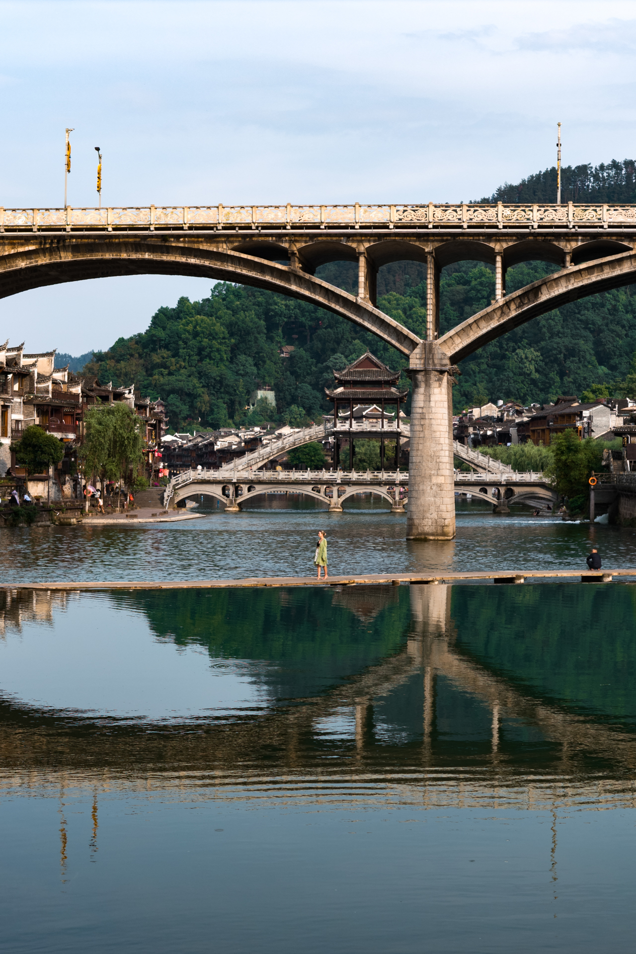 Bridges over the Tuojiang River in Fenghuang Ancient Town, China
