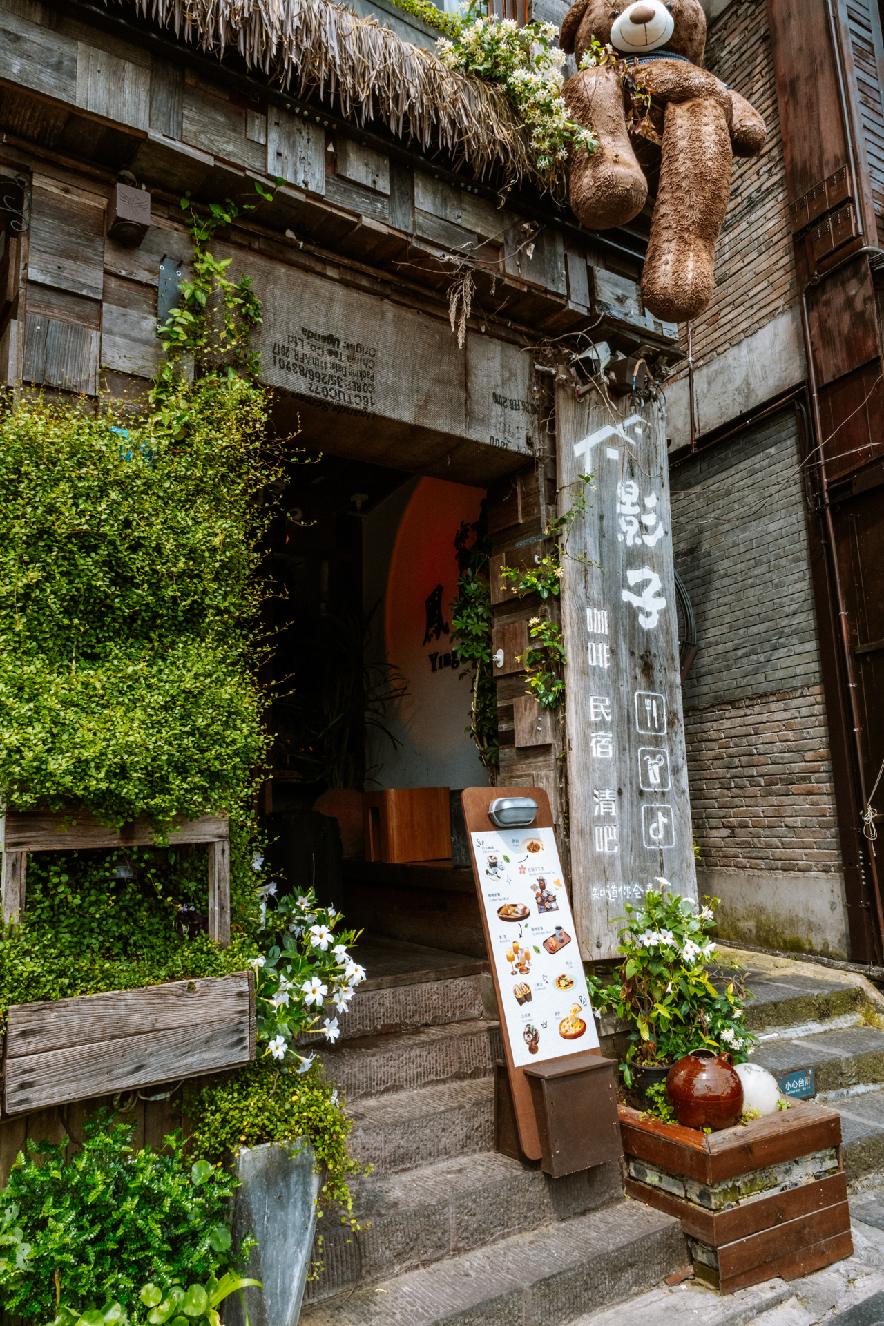 Charming café entrance in Fenghuang Ancient Town, China
