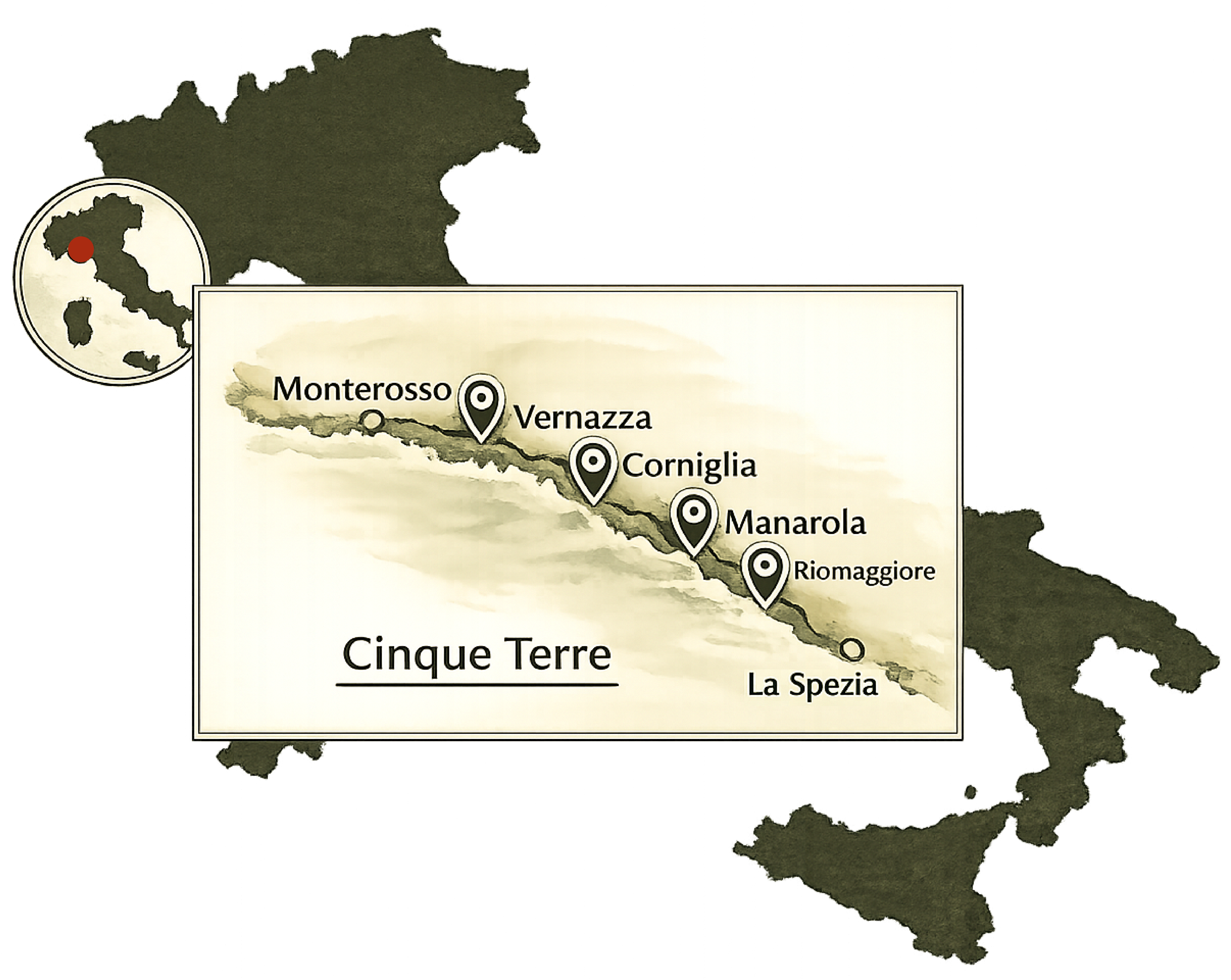 Map of Cinque Terre Italy