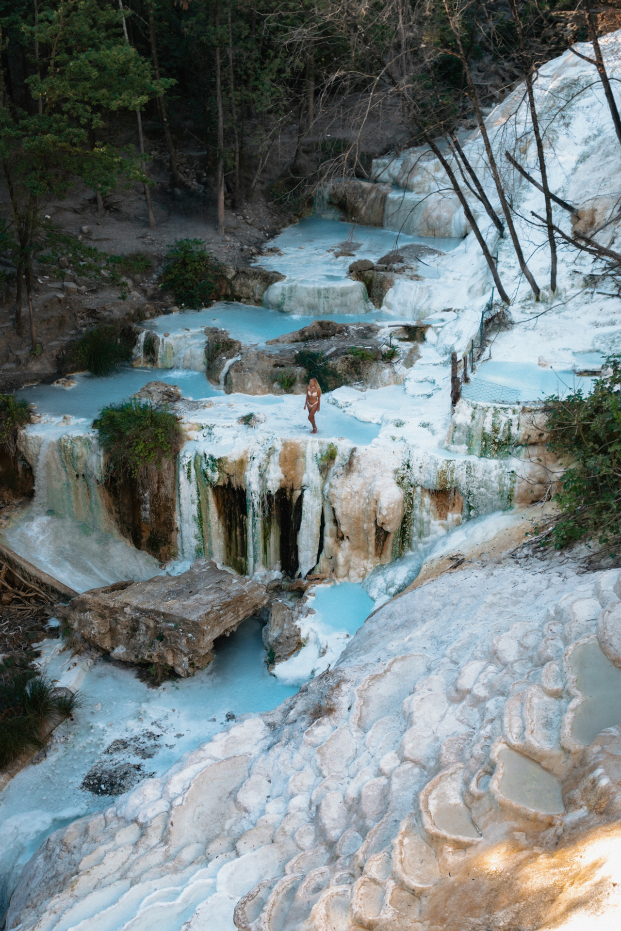 Natural hot springs and turquoise pools at Bagni San Filippo, Tuscany