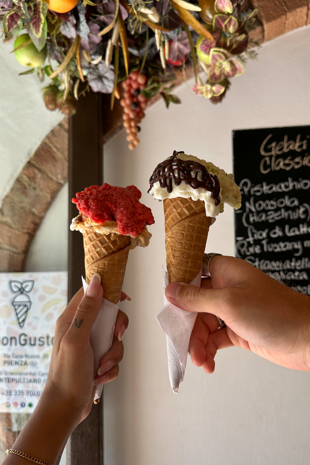 Italian gelato cones in Tuscany